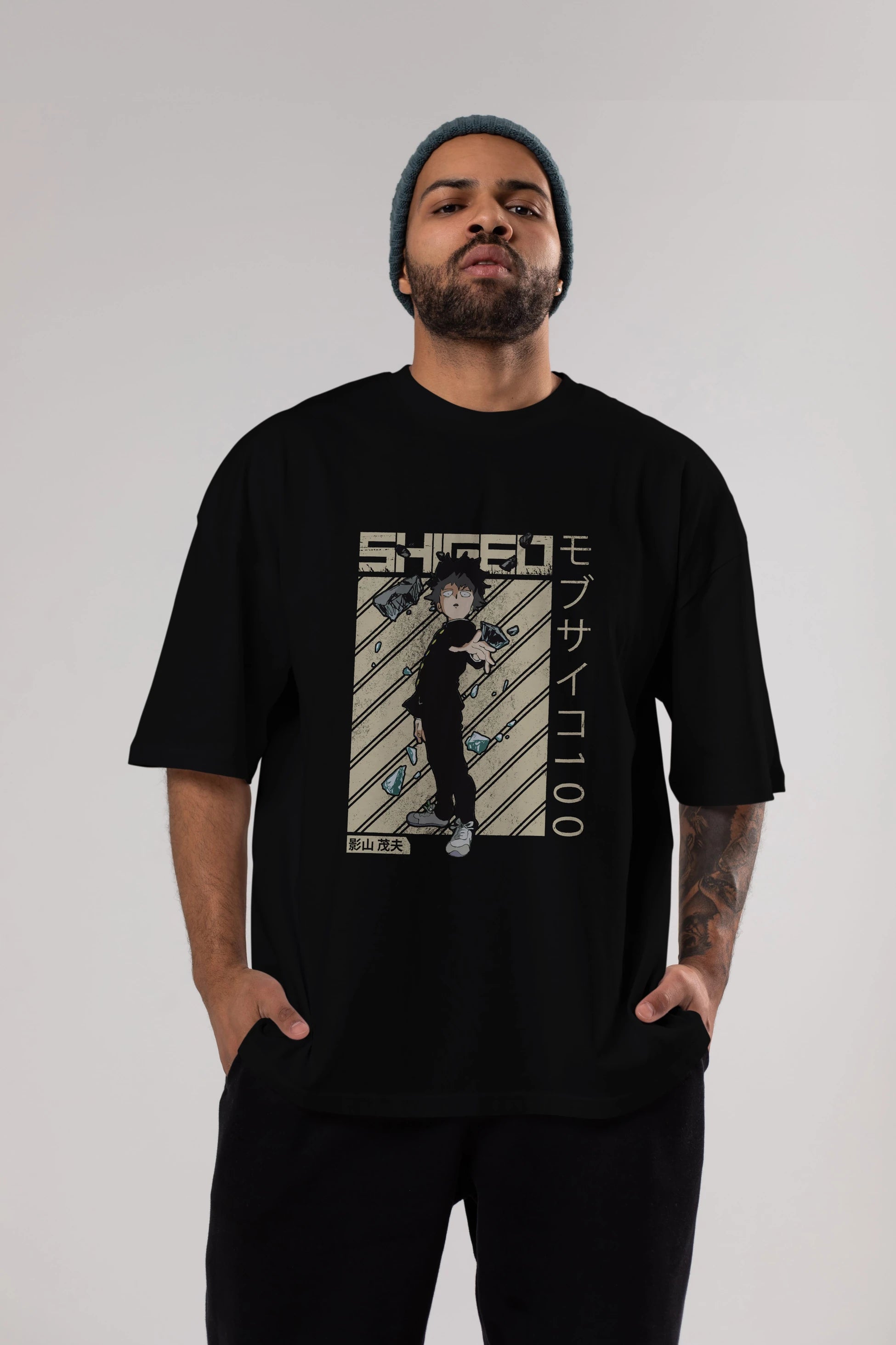 Shigeo Kageyama 3 Anime Ön Baskılı Oversize t-shirt %100 pamuk Erkek Kadın Unisex