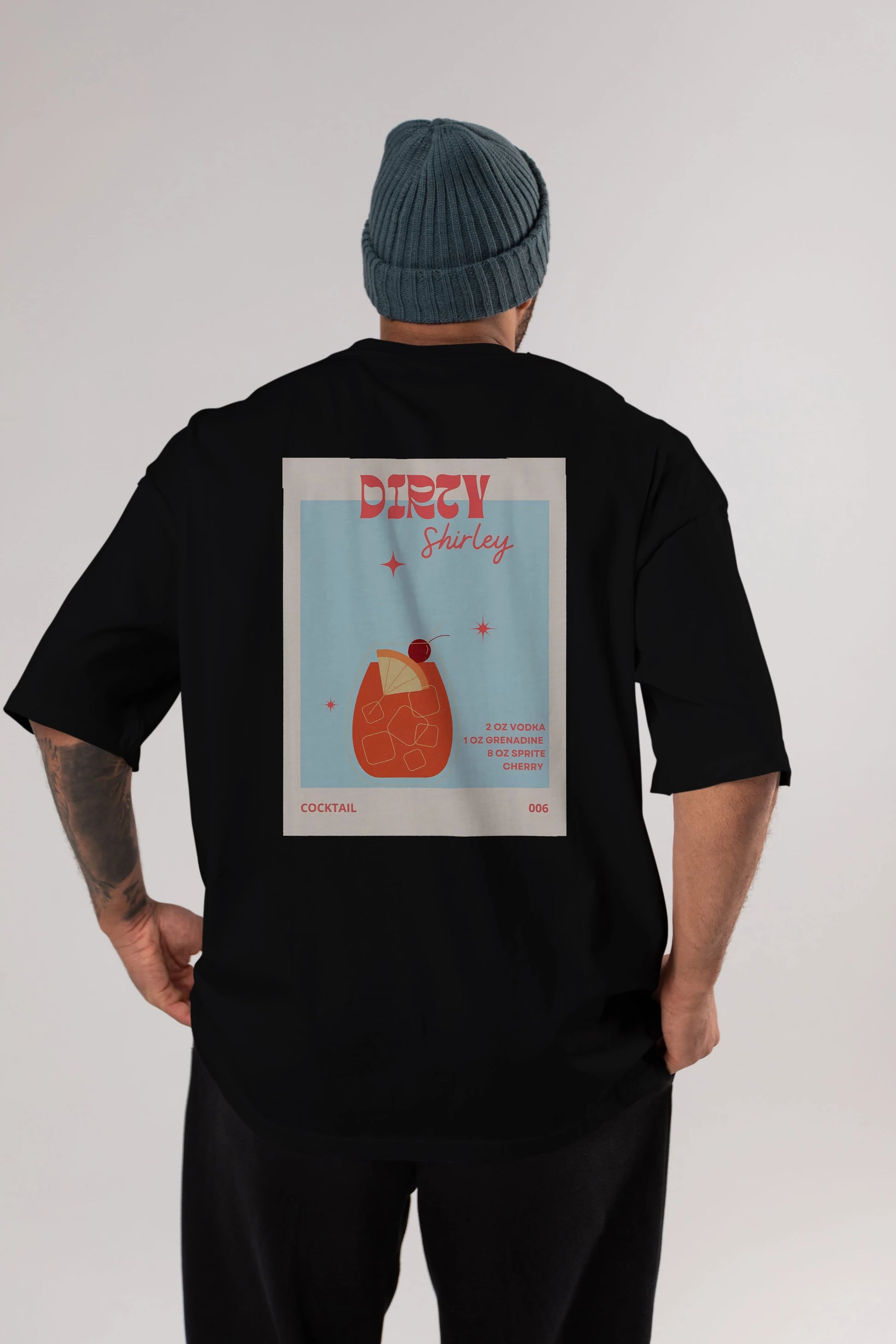 Dirty Shirley Arka Baskılı Oversize t-shirt Erkek Kadın Unisex %100 Pamuk Bisiklet Yaka tişort