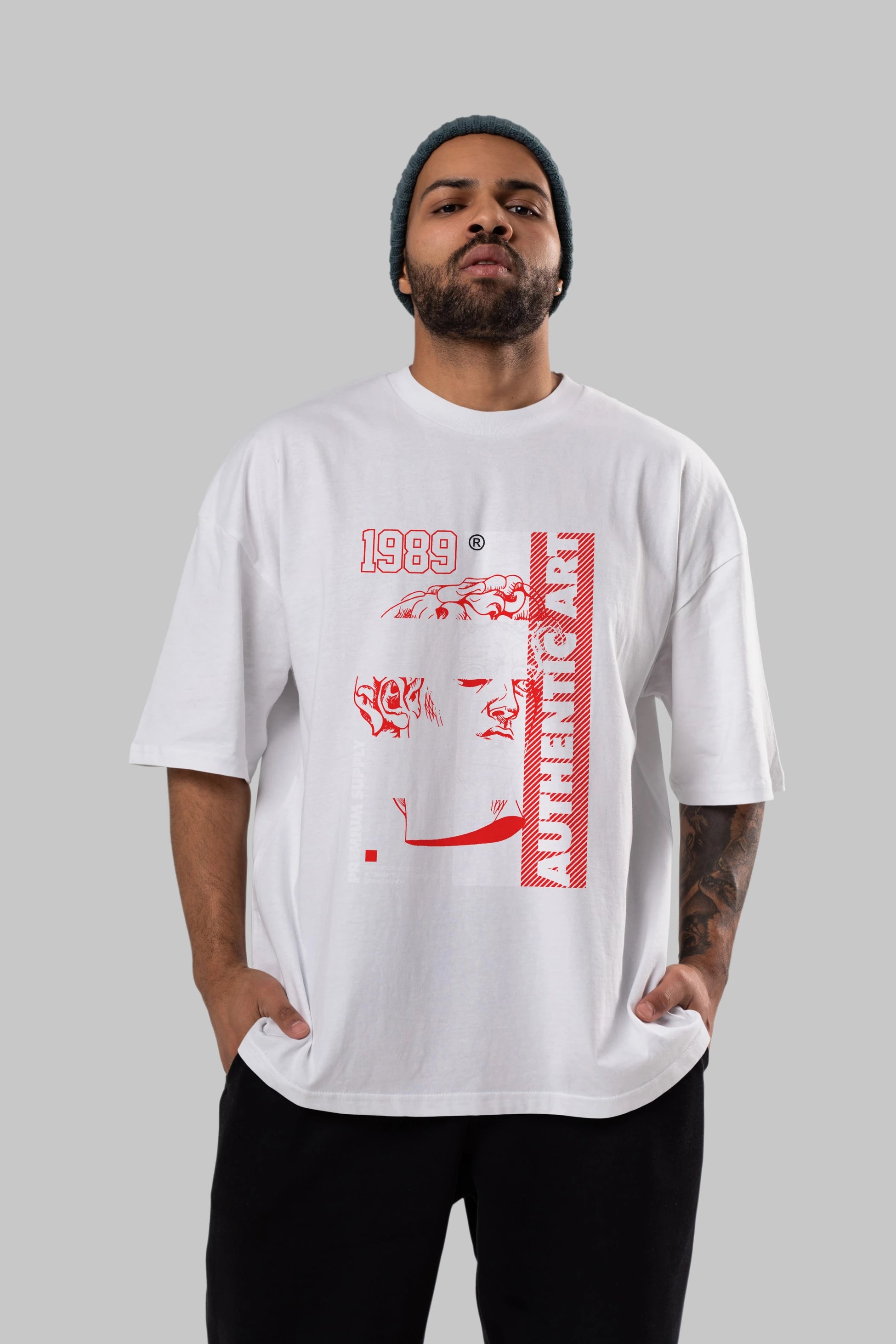 Authentic Art Ön Baskılı Oversize t-shirt Erkek Kadın Unisex
