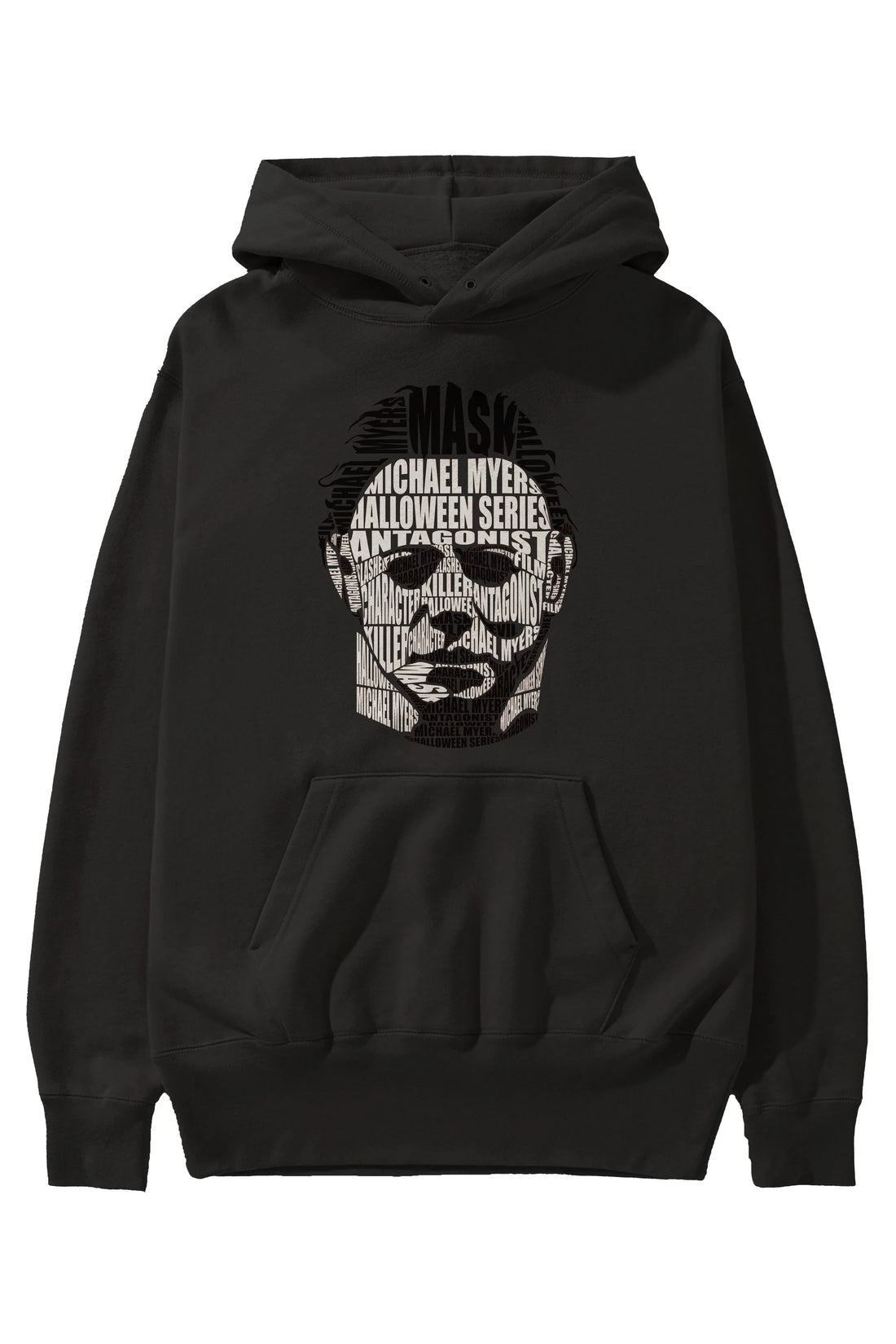Michael Myers Calligram Ön Baskılı Hoodie Oversize Kapüşonlu Sweatshirt Erkek Kadın Unisex