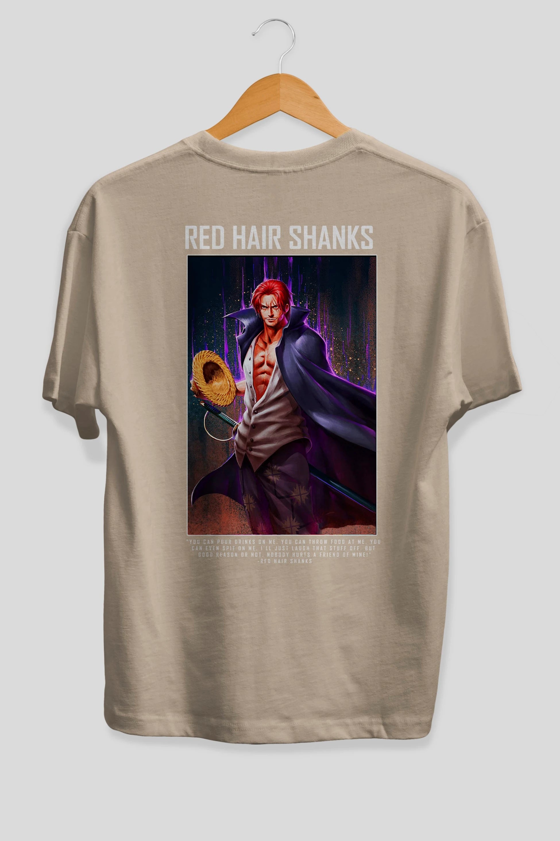 Shanks Anime Arka Baskılı Oversize t-shirt Erkek Kadın Unisex %100 pamuk tişort