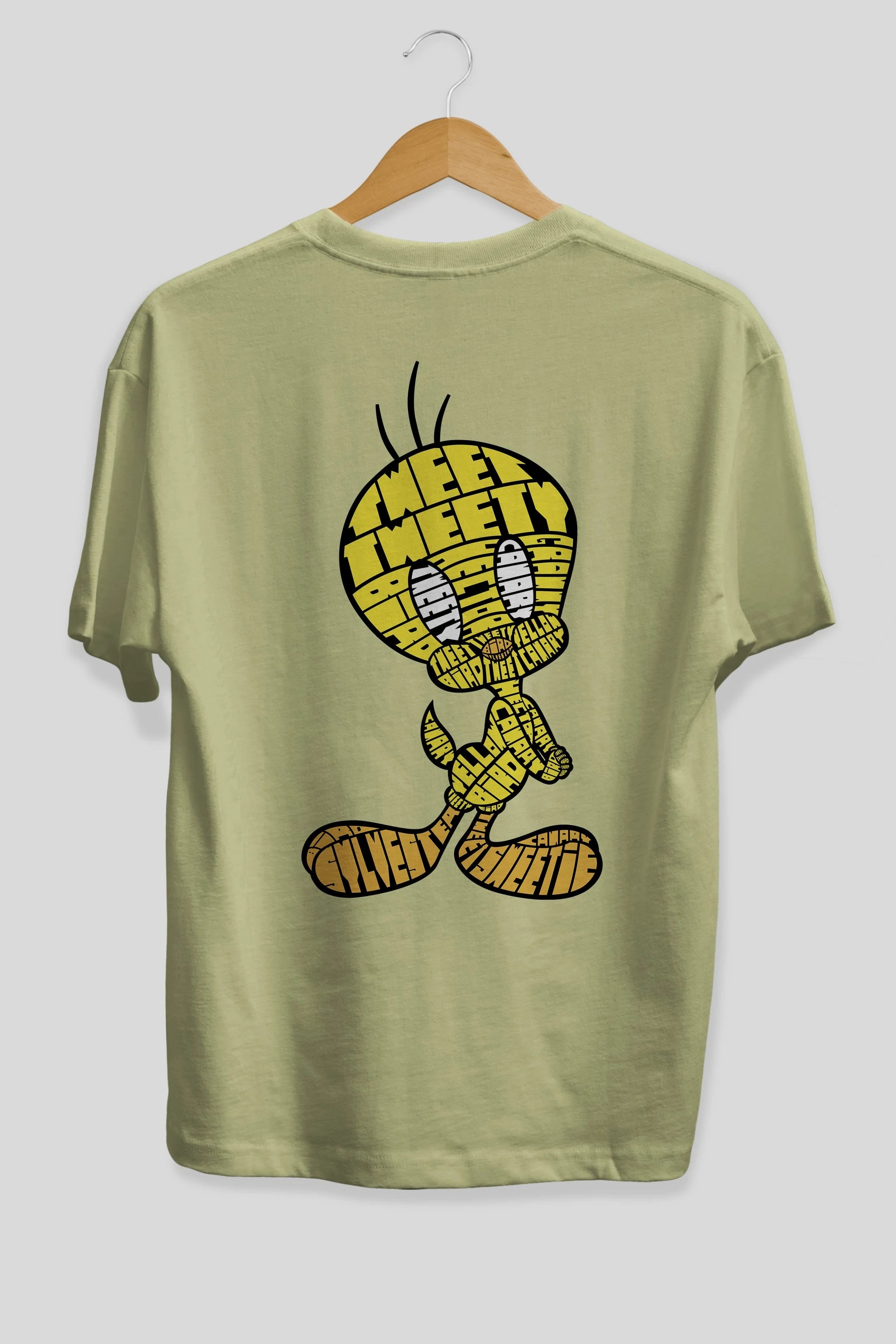 Tweety Arka Baskılı Oversize t-shirt %100 pamuk Erkek Kadın Unisex
