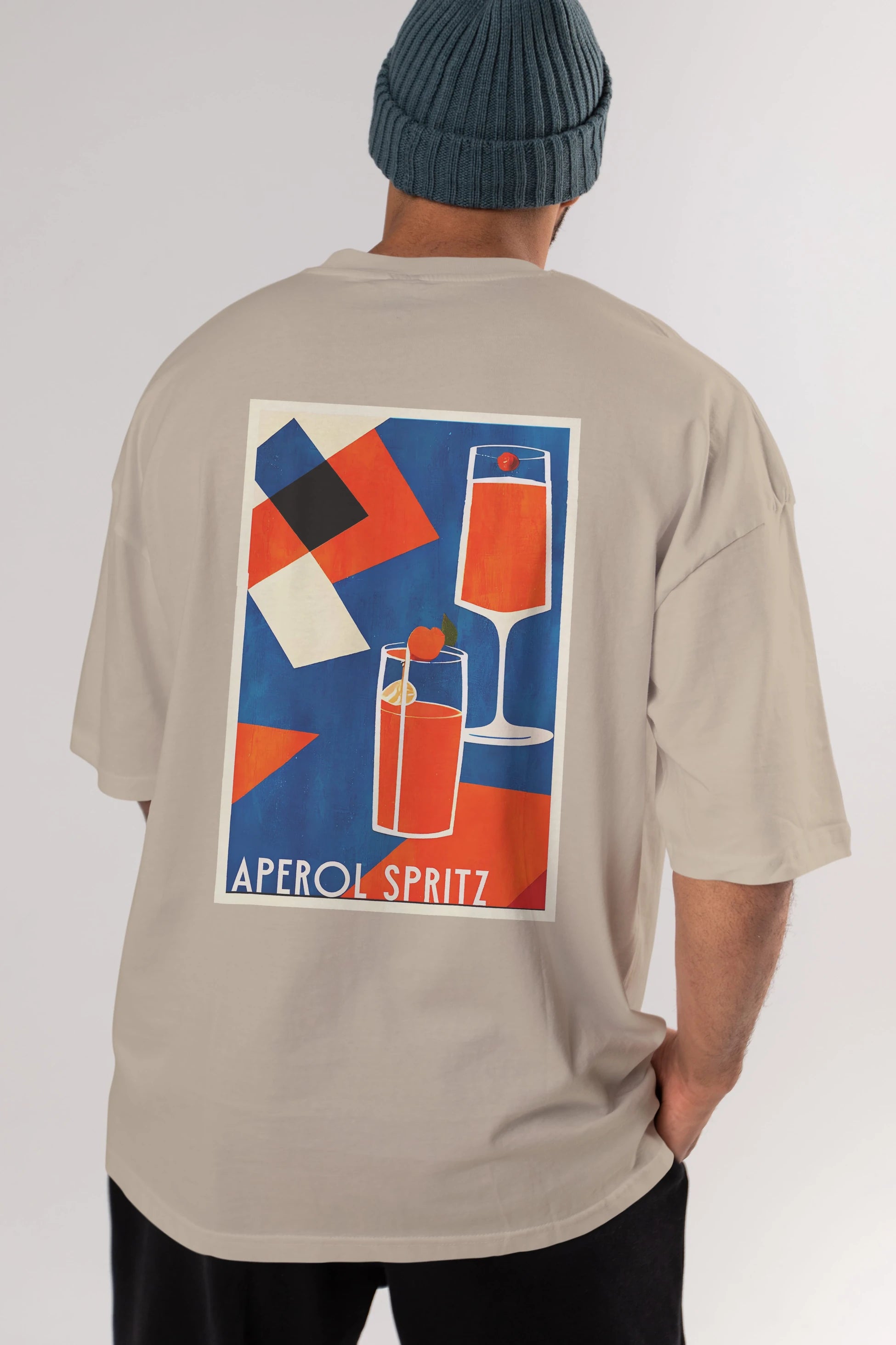 Aperol Spritz 4 Arka Baskılı Oversize t-shirt Erkek Kadın Unisex %100 Pamuk Bisiklet Yaka tişort