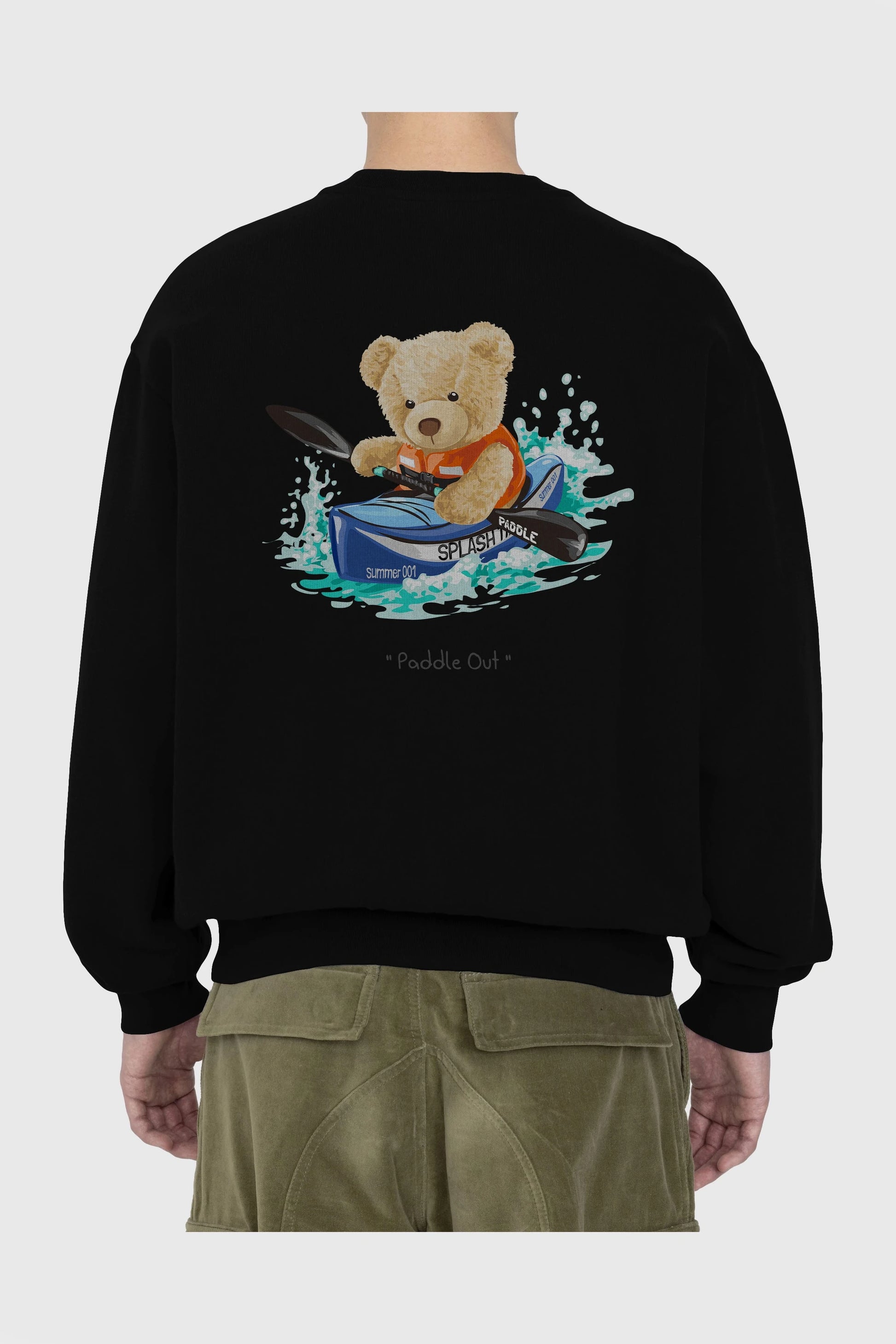 Teddy Bear Paddle Out Arka Baskılı Oversize Sweatshirt Erkek Kadın Unisex