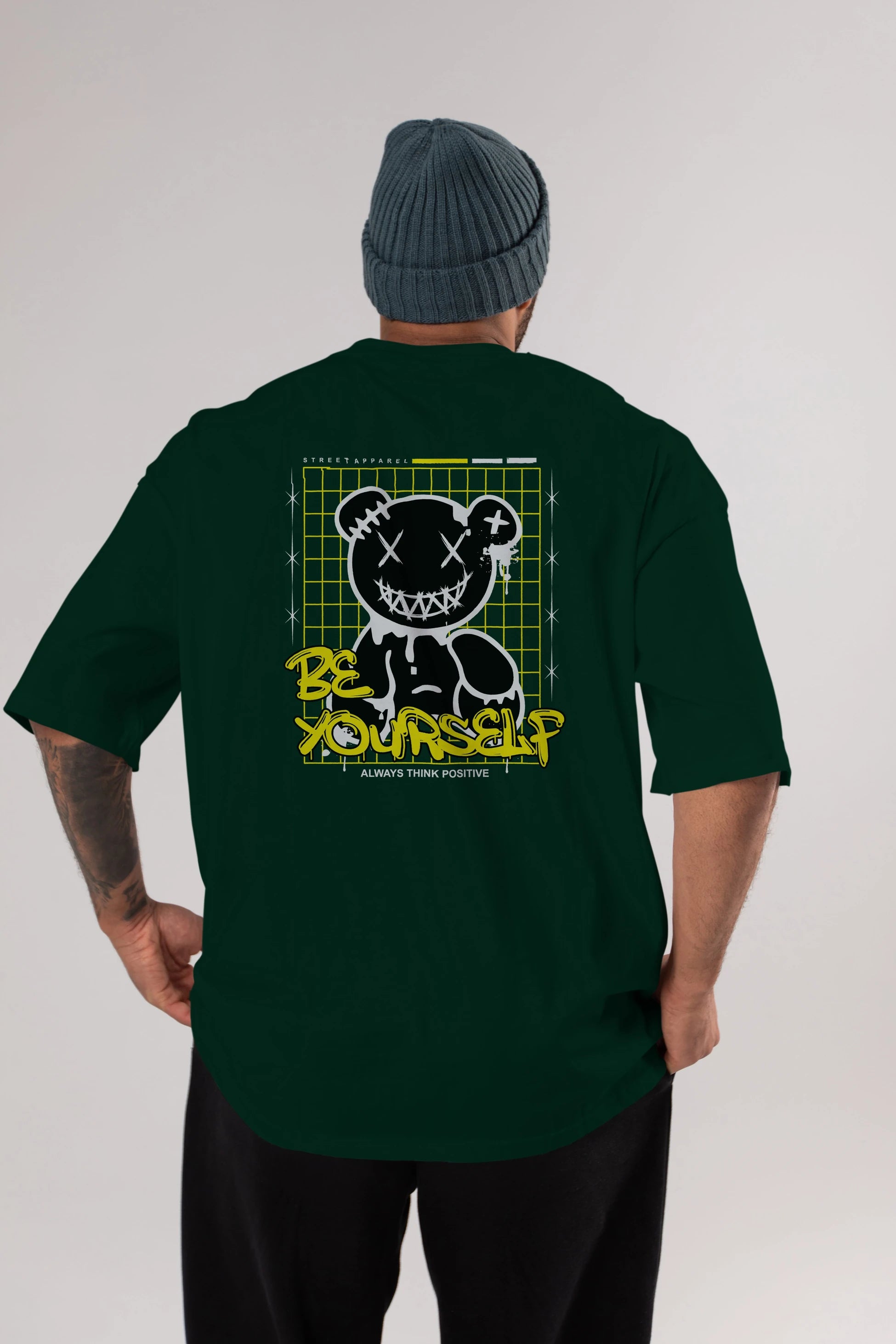 Teddy Bear Be Yourself Arka Baskılı Oversize t-shirt Erkek Kadın Unisex