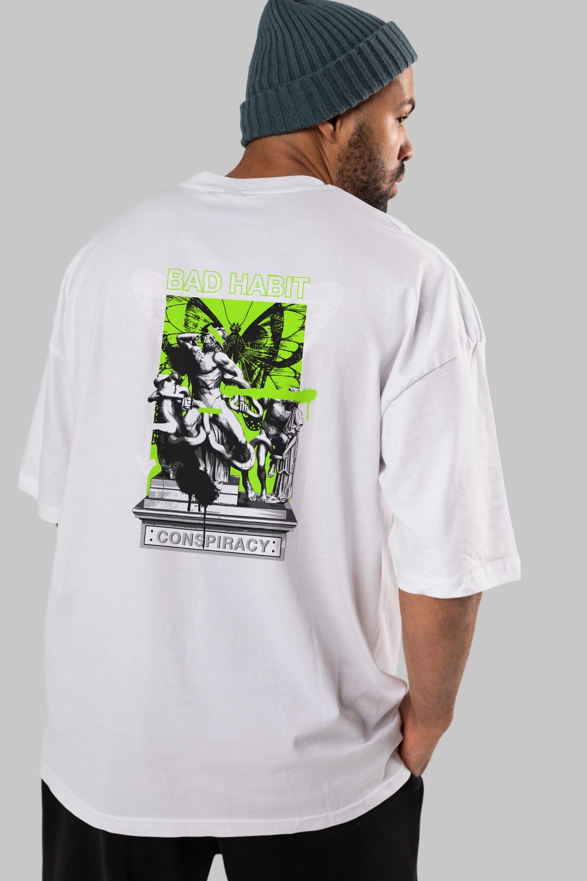 Bad Habit Arka Baskılı Oversize t-shirt Erkek Kadın Unisex