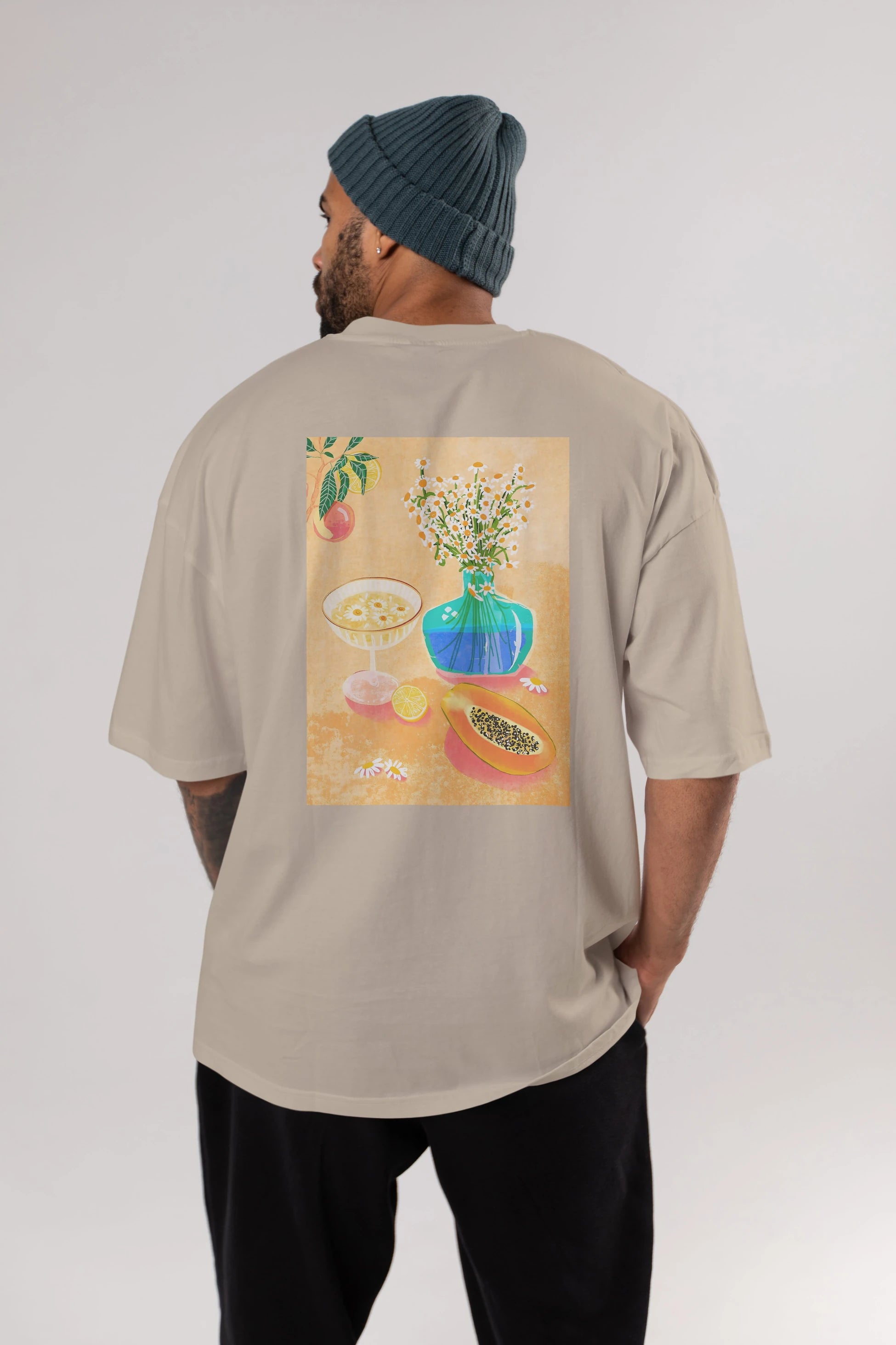 Cheers 2 Arka Baskılı Oversize t-shirt Erkek Kadın Unisex %100 Pamuk Bisiklet Yaka tişort