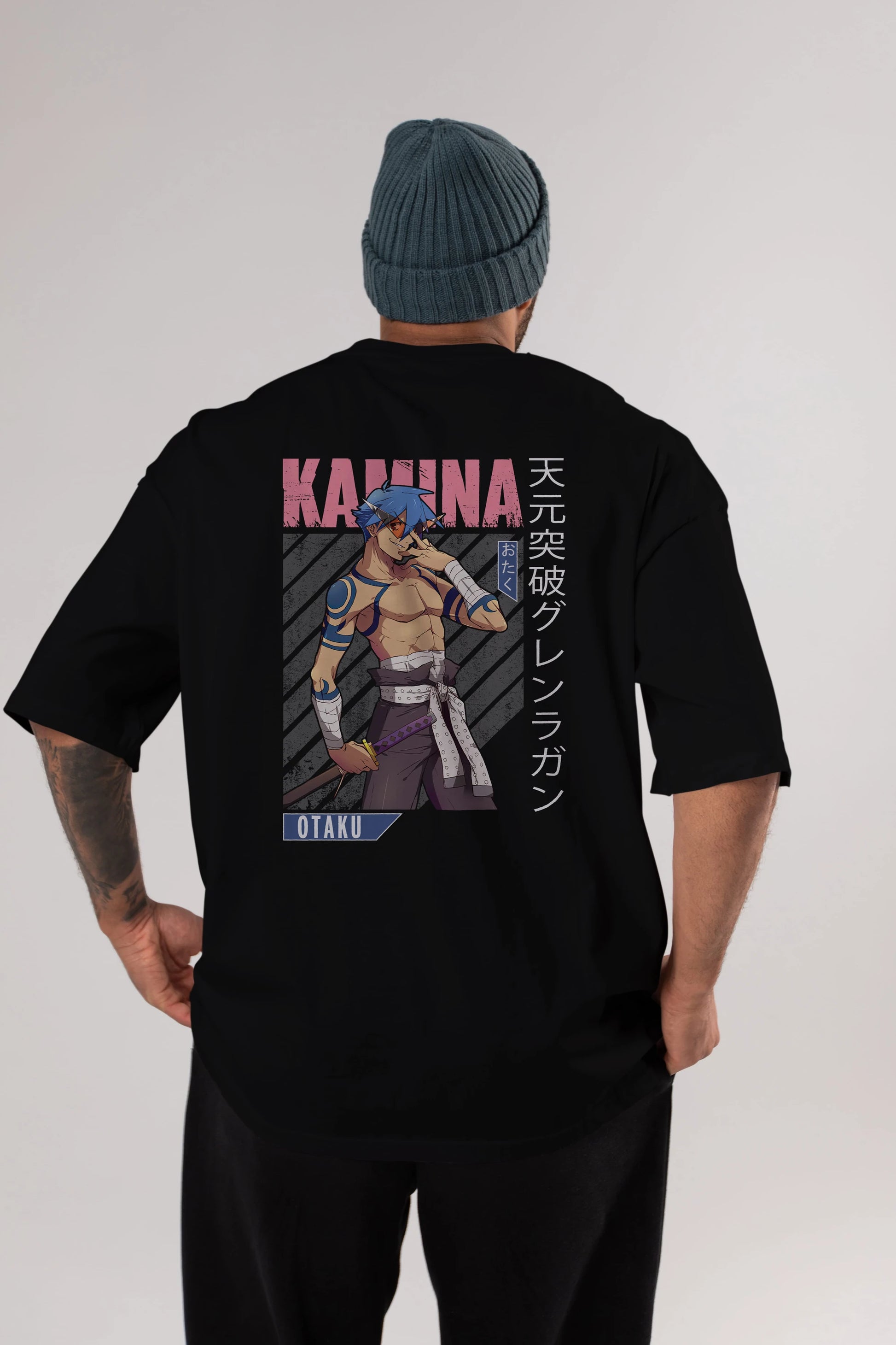 Kamina 5 Anime Arka Baskılı Oversize t-shirt Erkek Kadın Unisex