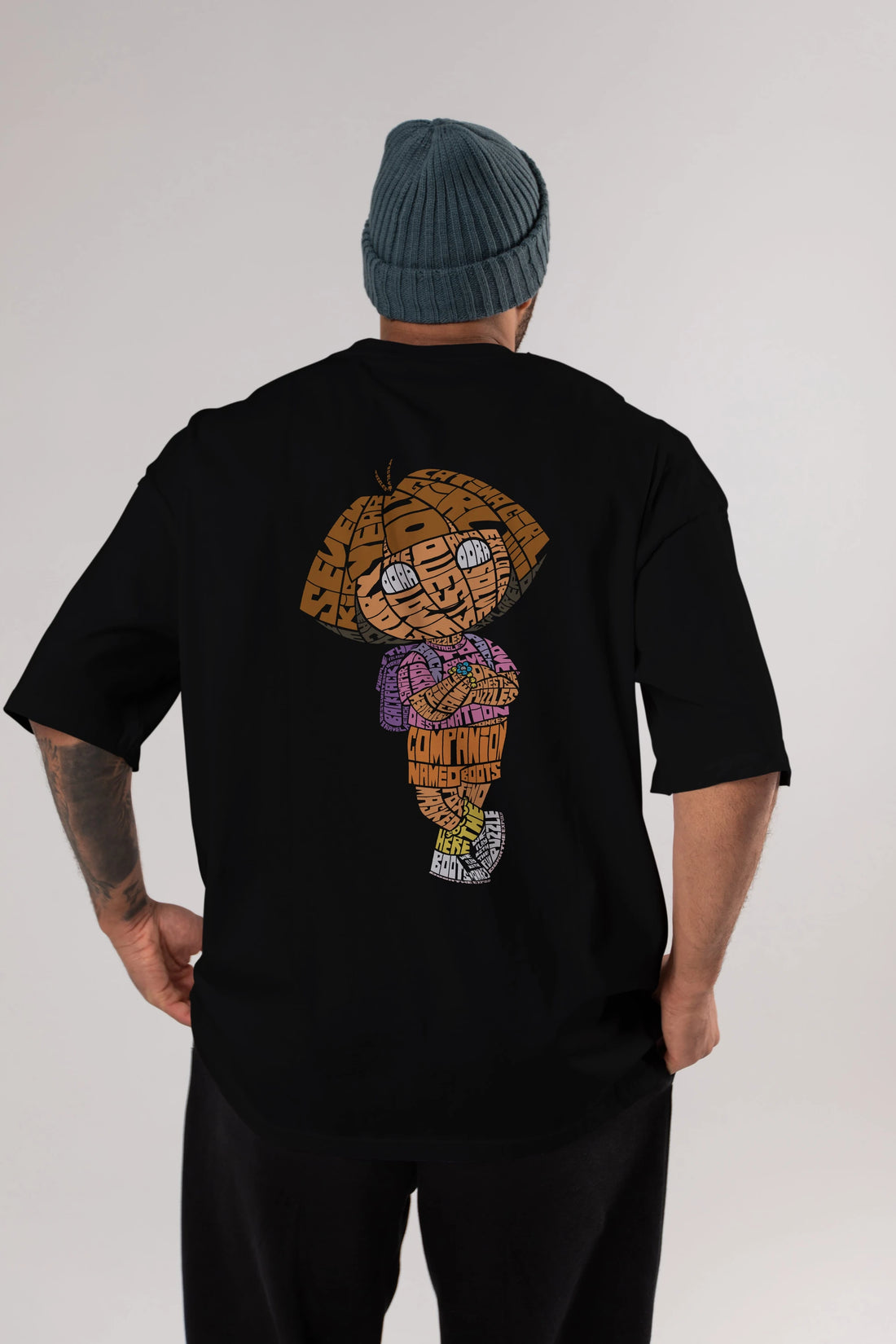 Dora Arka Baskılı Oversize t-shirt %100 pamuk Erkek Kadın Unisex