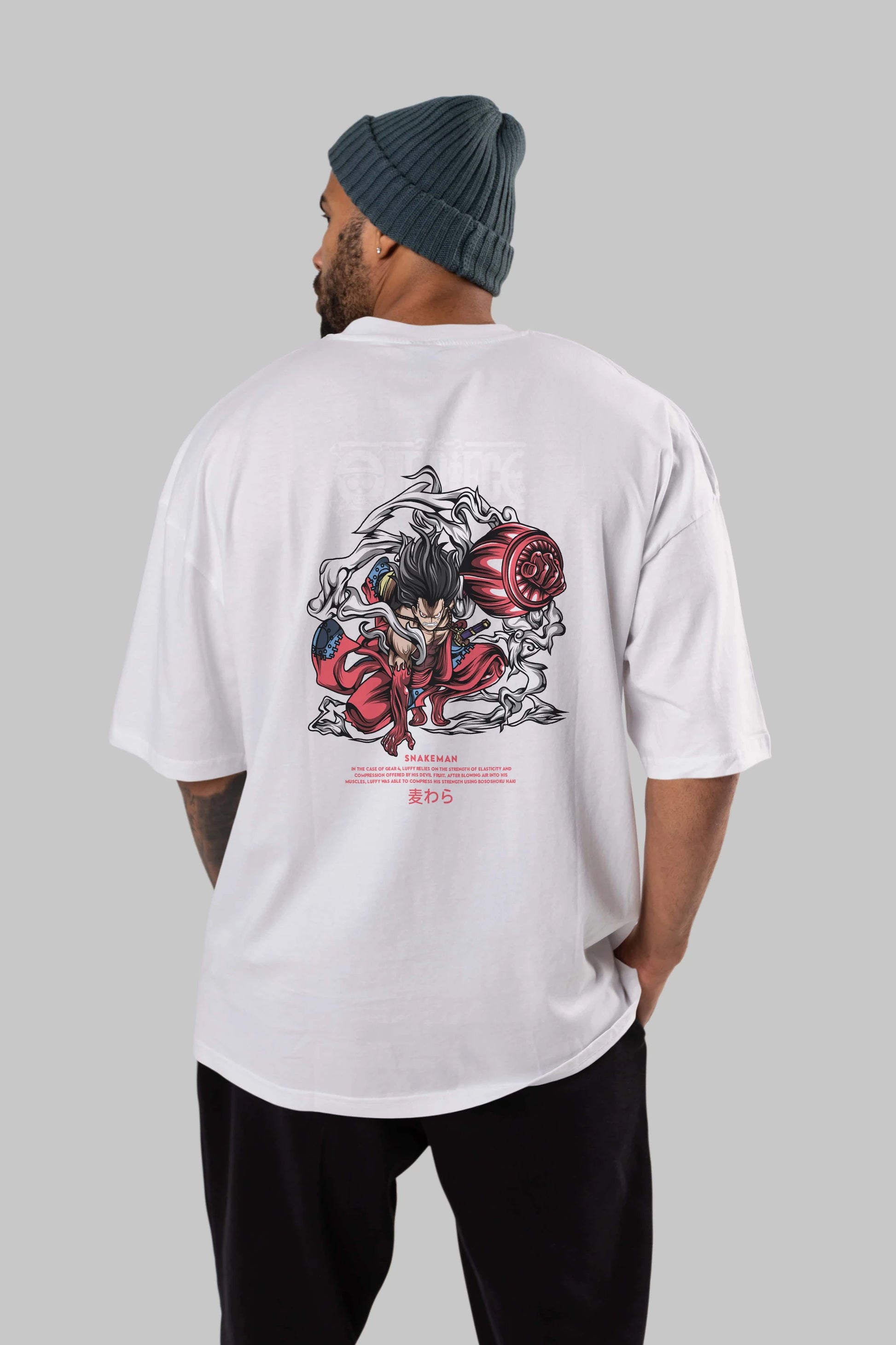 One Piece Snakeman Anime Arka Baskılı Oversize t-shirt Erkek Kadın Unisex
