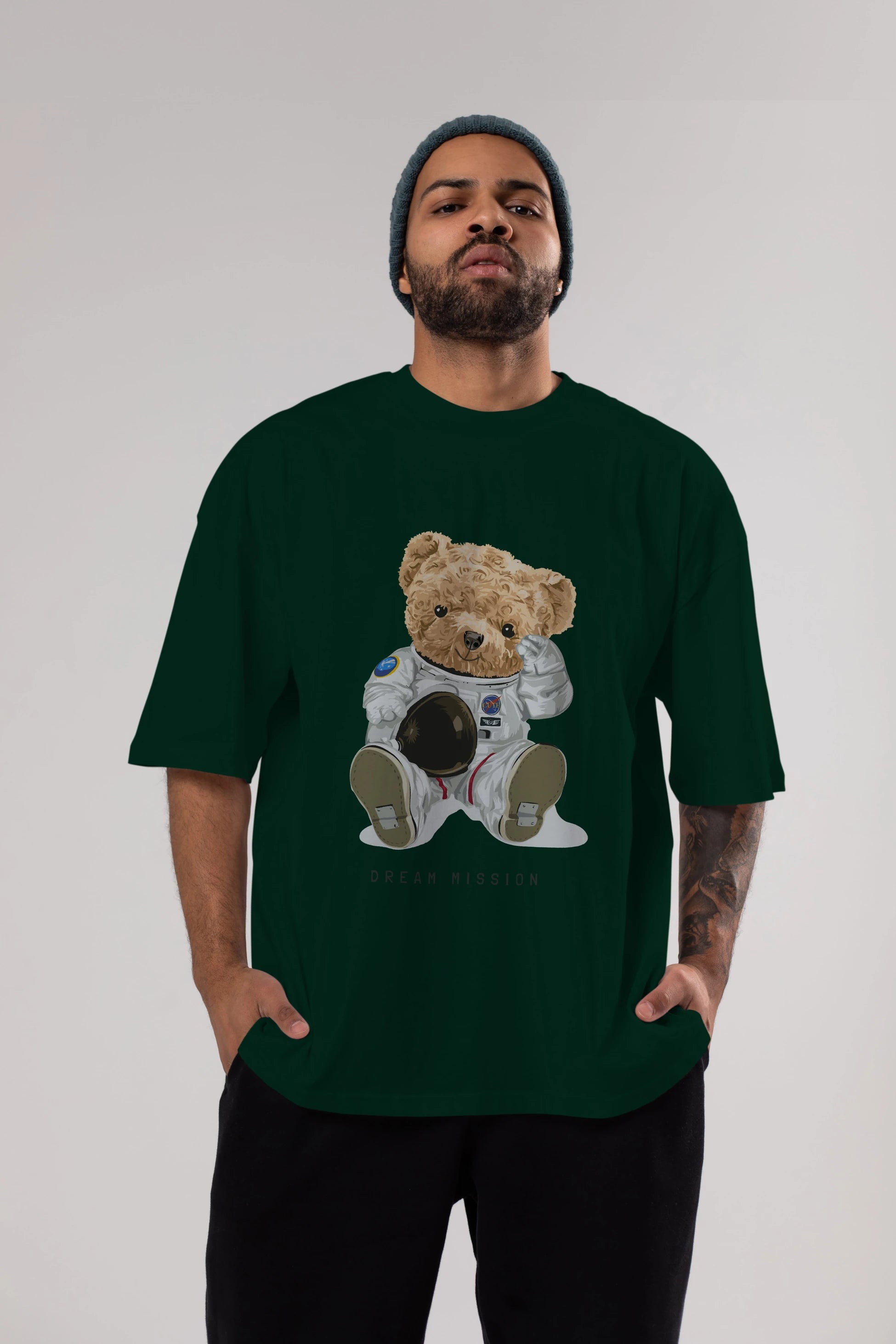 Teddy Bear Asrtonot Ön Baskılı Oversize t-shirt Erkek Kadın Unisex %100 Pamuk