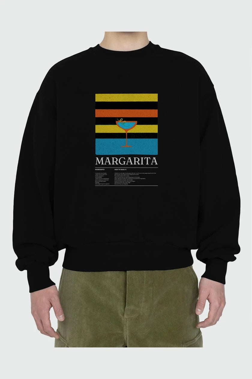 Margarita ön Baskılı Oversize Sweatshirt Erkek Kadın Unisex