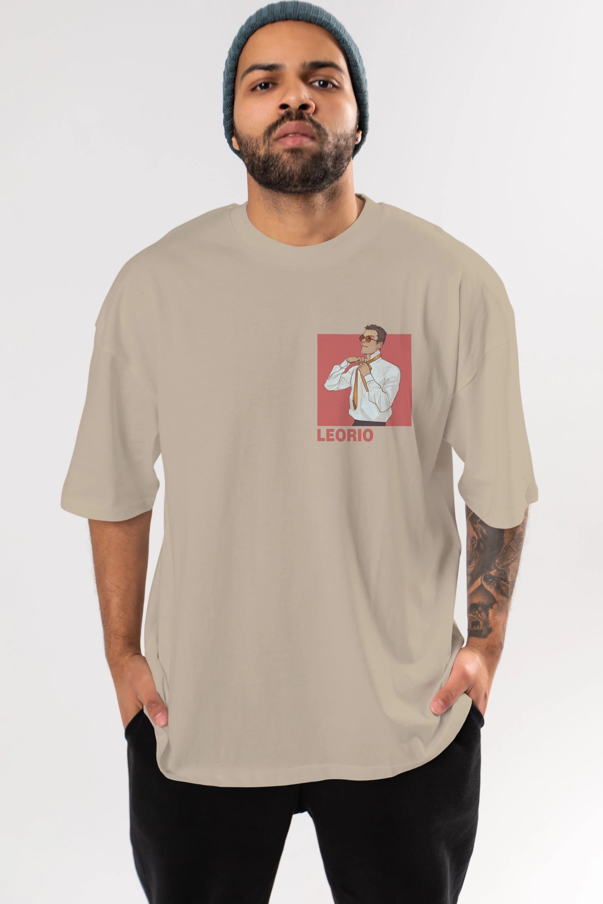 Leorio Paladiknight 5 Ön Sol Baskılı Oversize t-shirt Erkek Kadın Unisex %100 Pamuk Bisiklet Yaka tişort