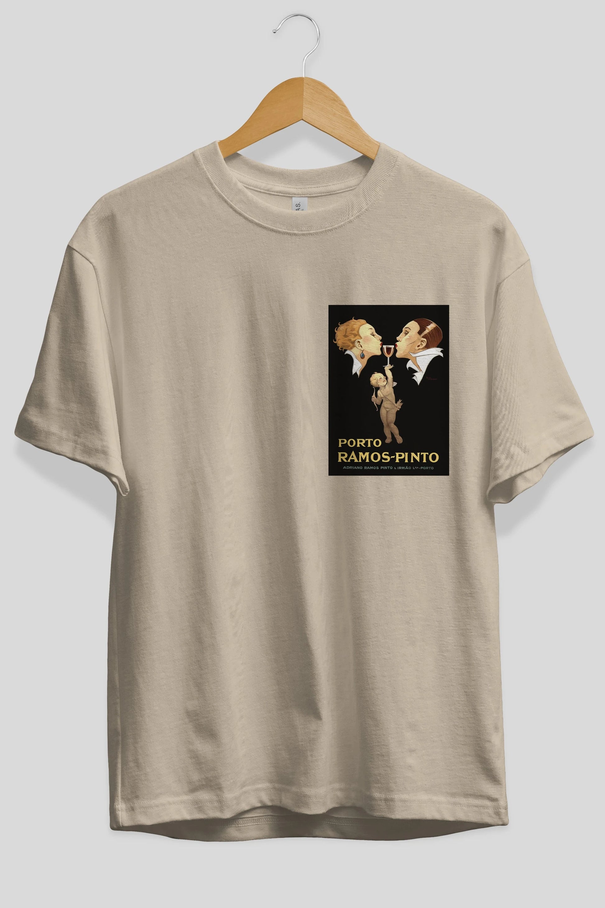 Porto Ramos Pinto Ön Sol Baskılı Oversize t-shirt Erkek Kadın Unisex %100 Pamuk Bisiklet Yaka tişort