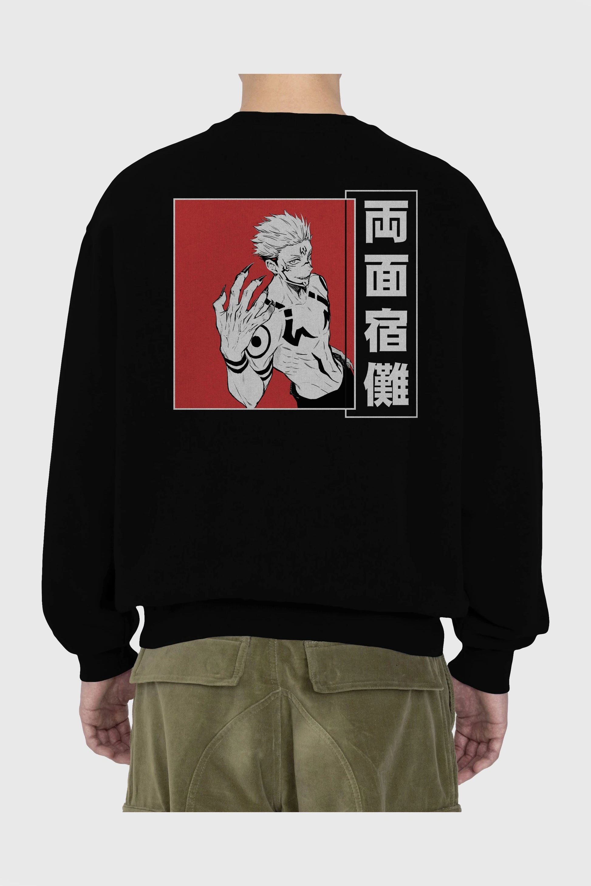 Sukuna Ryoumen 2 Anime Arka Baskılı Oversize Sweatshirt Erkek Kadın Unisex
