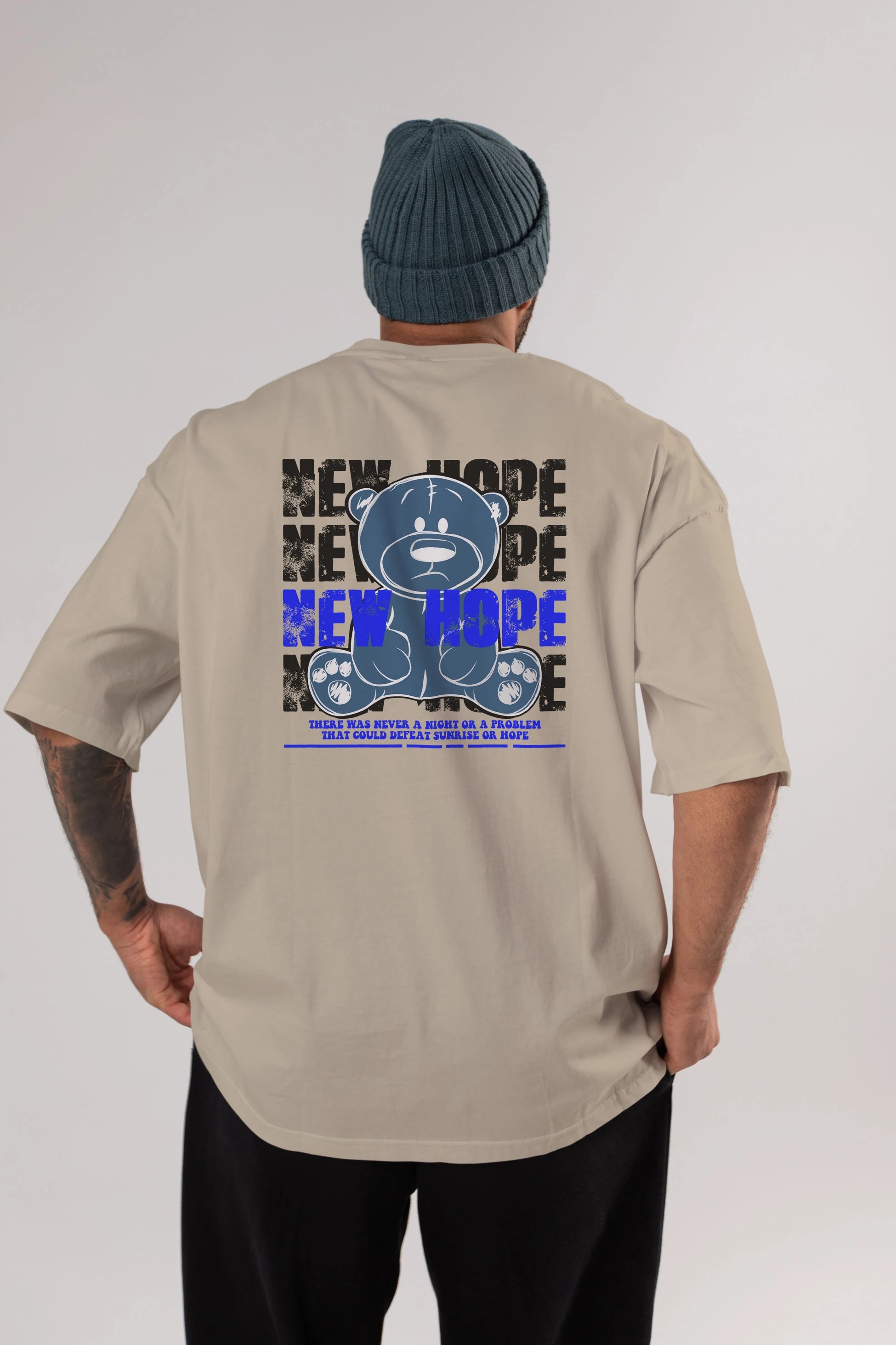 Teddy Bear New Hope Arka Baskılı Oversize t-shirt Erkek Kadın Unisex