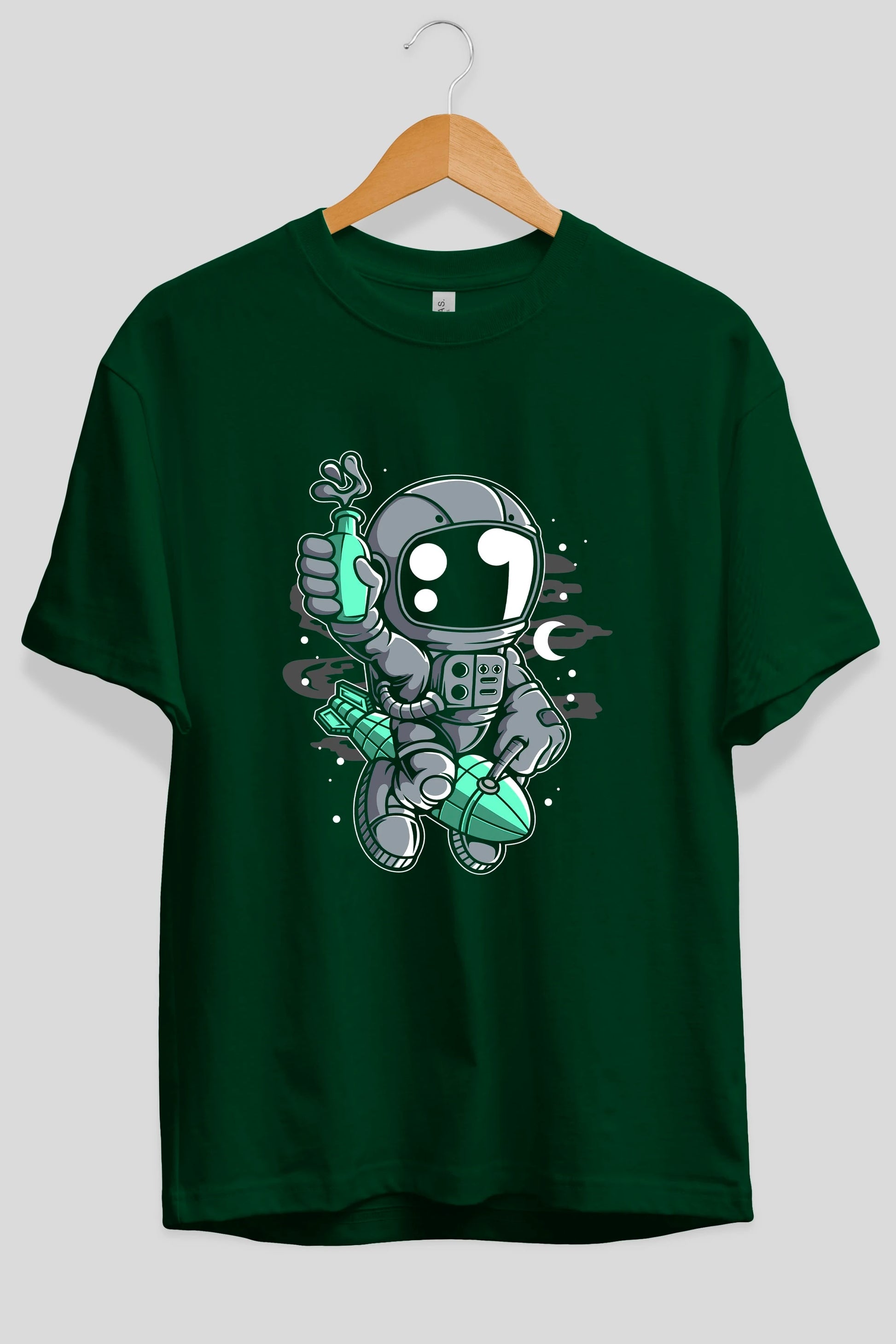 Astronaut Rocket Ön Baskılı Oversize t-shirt Erkek Kadın Unisex