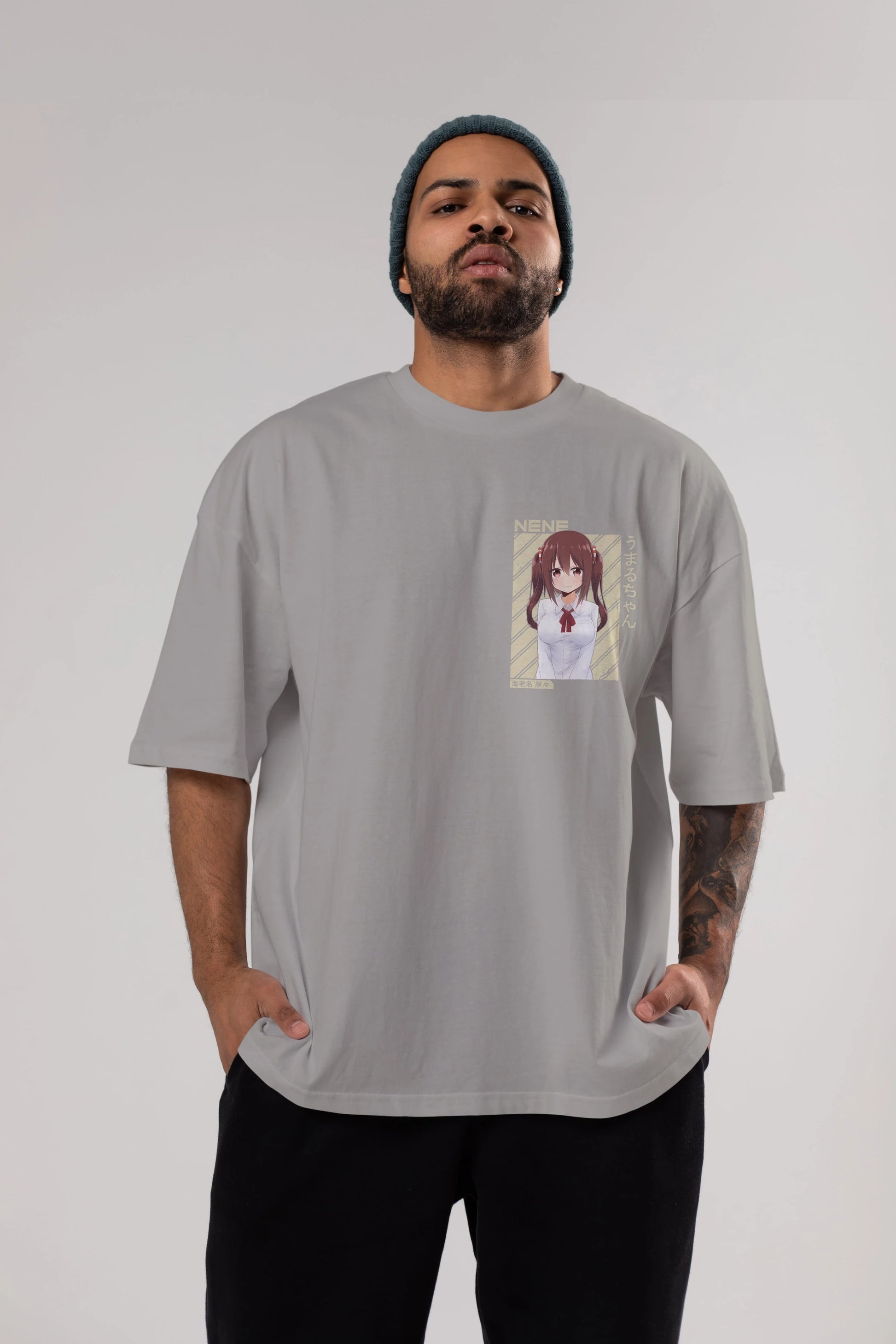 Nene Ebina 1 Ön Sol Baskılı Oversize t-shirt Erkek Kadın Unisex %100 Pamuk Bisiklet Yaka tişort