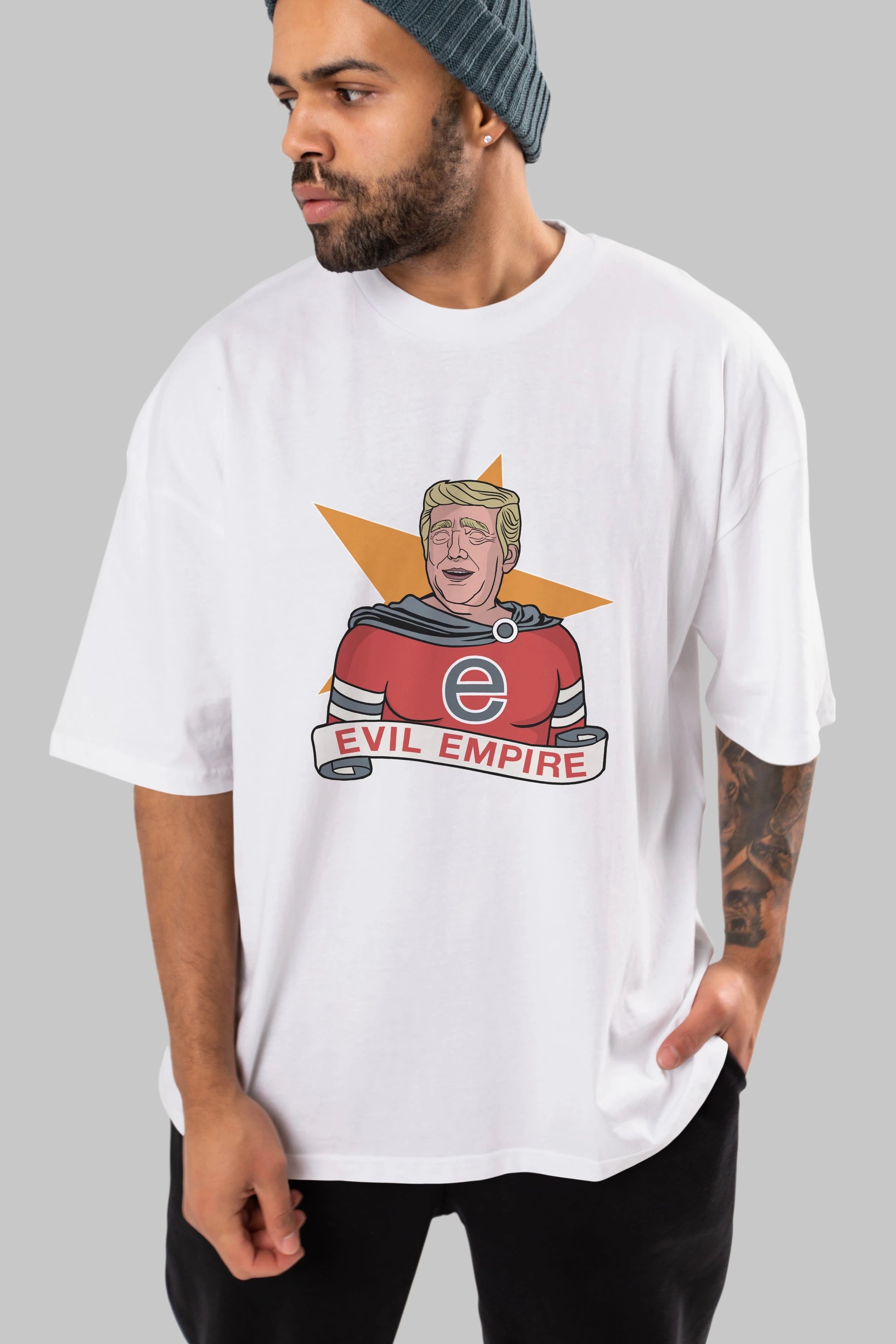 Evil Empire Trump Ön Baskılı Oversize t-shirt Erkek Kadın Unisex %100 Pamuk tişort