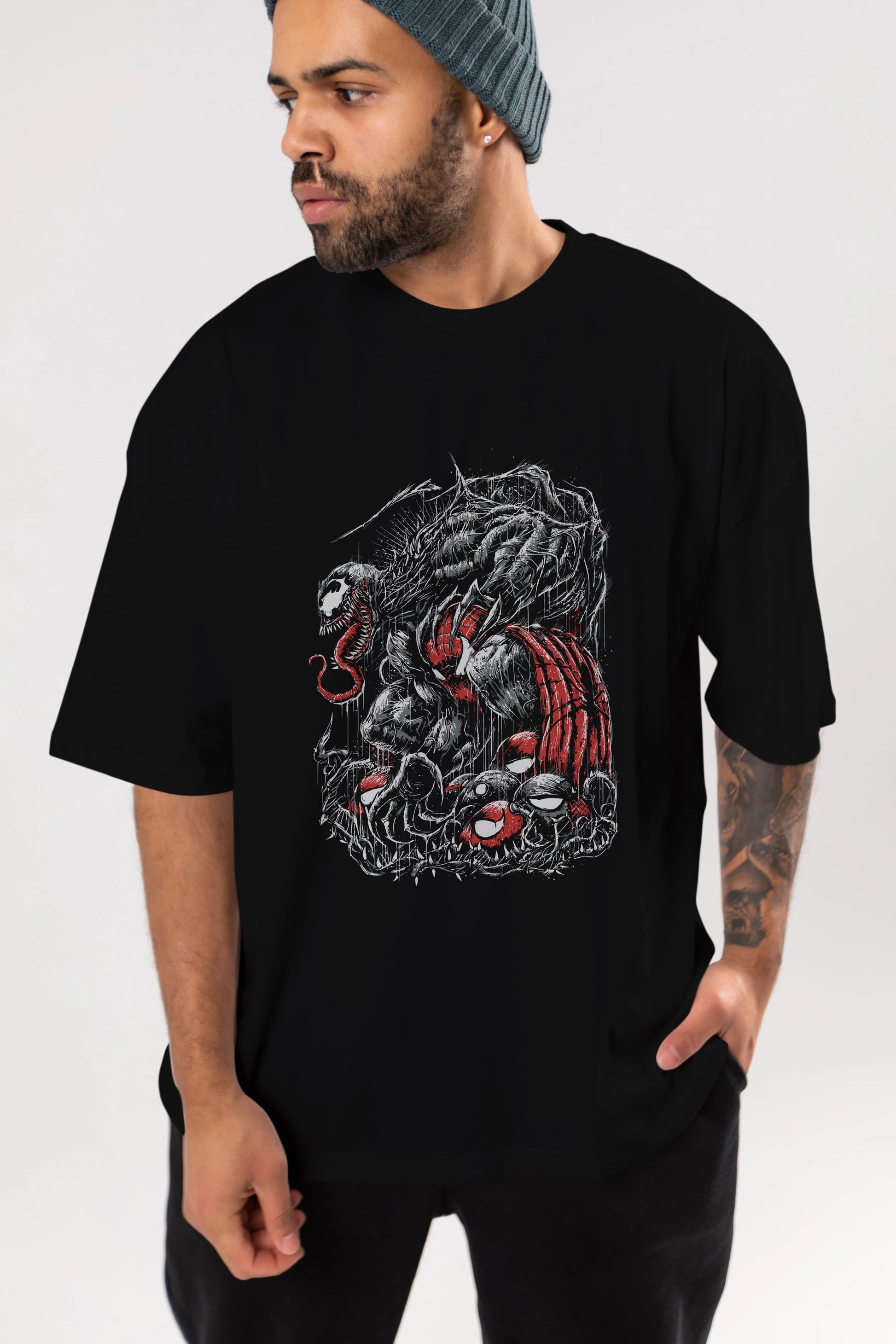 Venom (14) Ön Baskılı Oversize t-shirt Erkek Kadın Unisex %100 Pamuk Bisiklet Yaka tişort