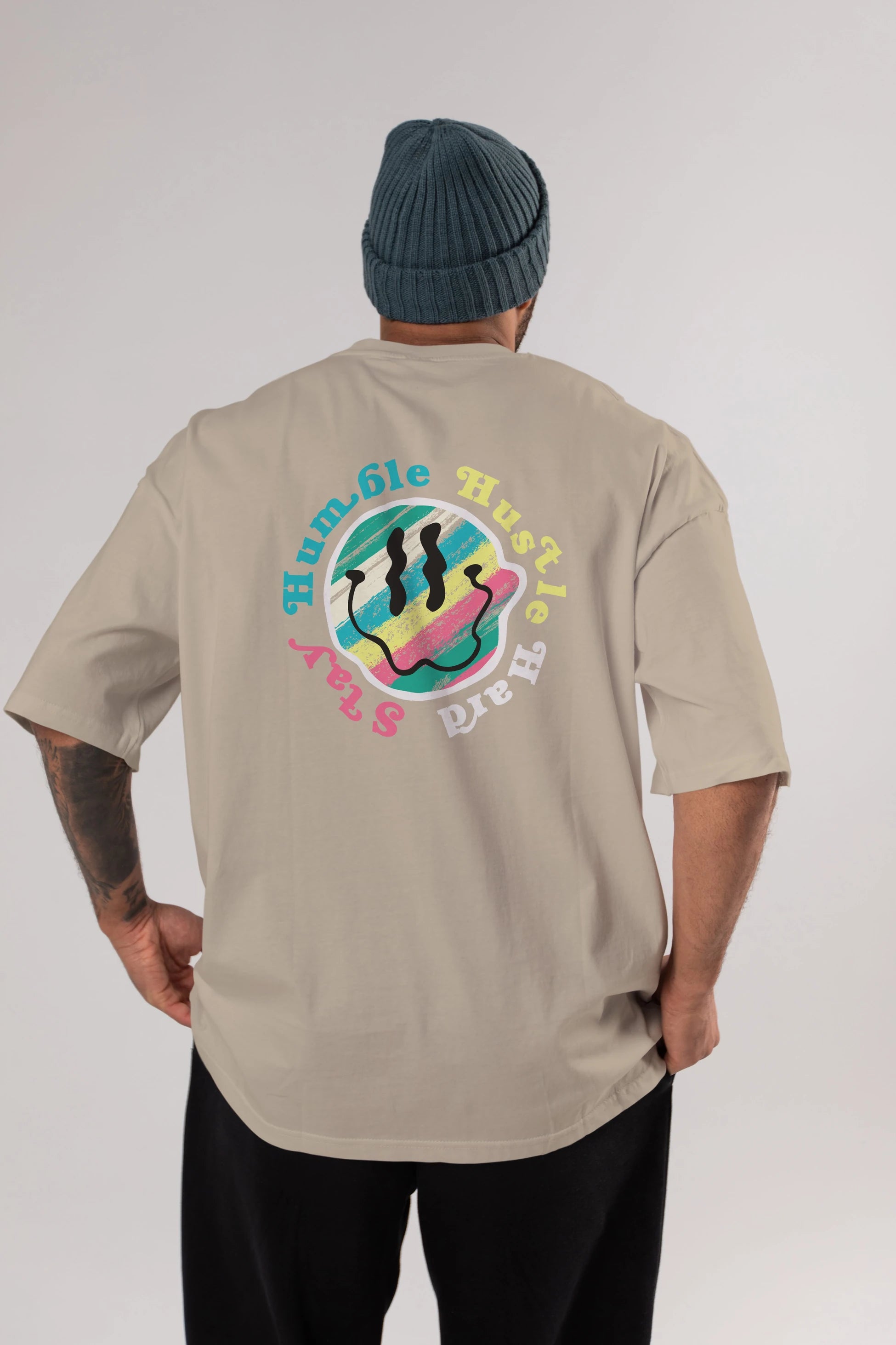 Stay Humble 2 Arka Baskılı Oversize t-shirt Erkek Kadın Unisex