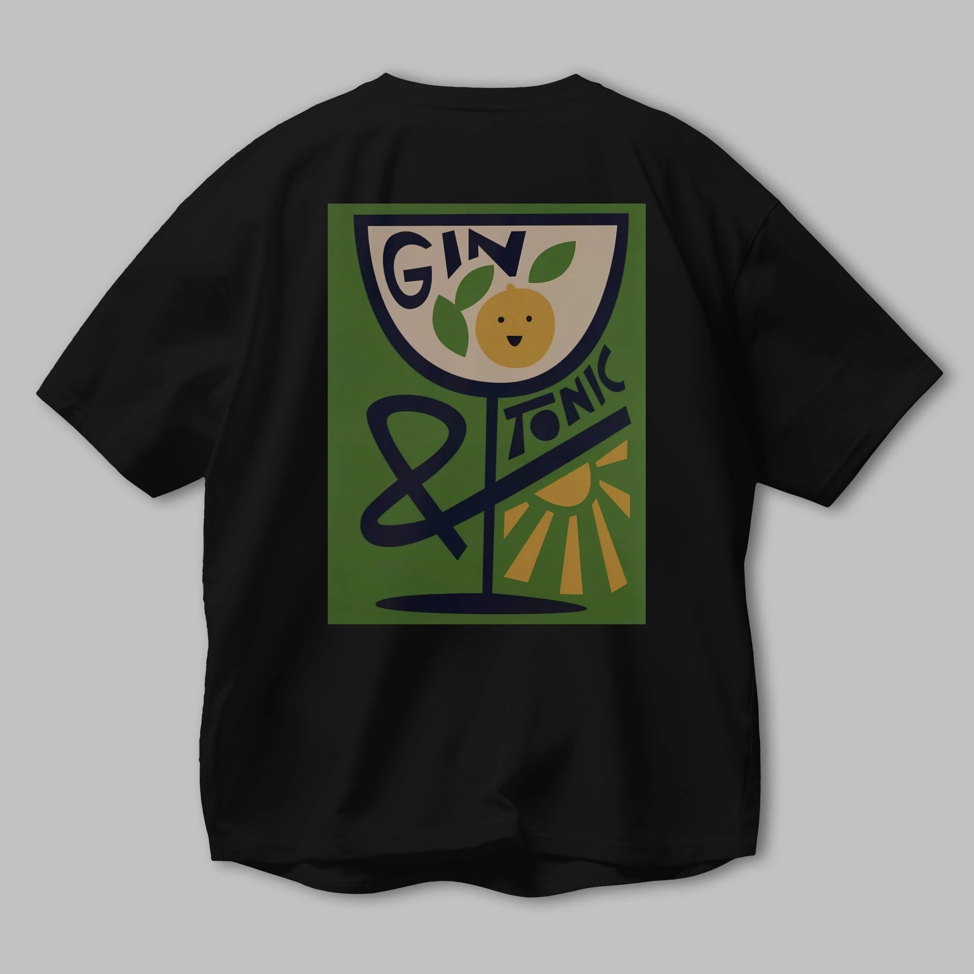 Gin Tonic 3 Arka Baskılı Oversize t-shirt Erkek Kadın Unisex %100 Pamuk Bisiklet Yaka tişort