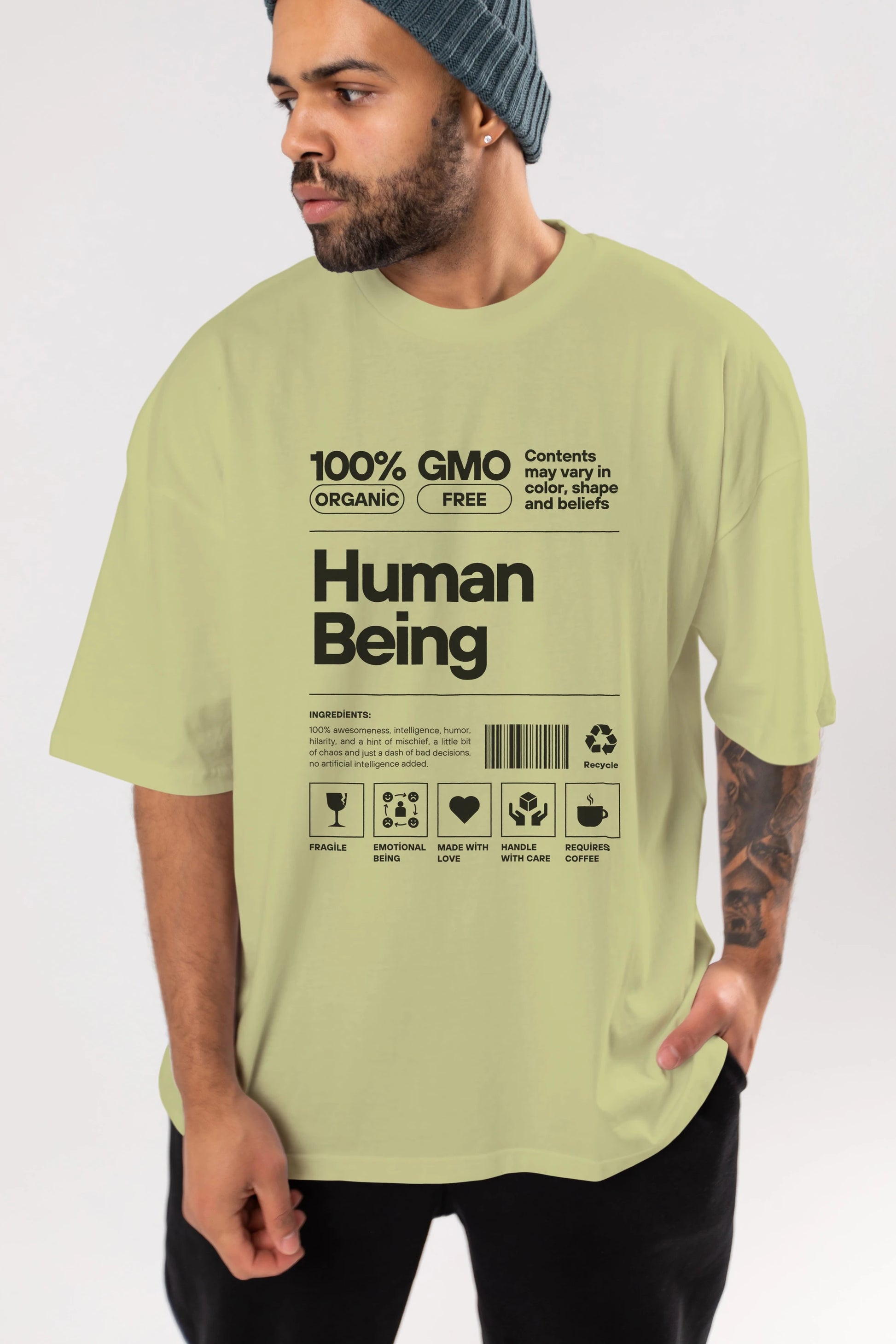 Human Being Ön Baskılı Oversize t-shirt Erkek Kadın Unisex