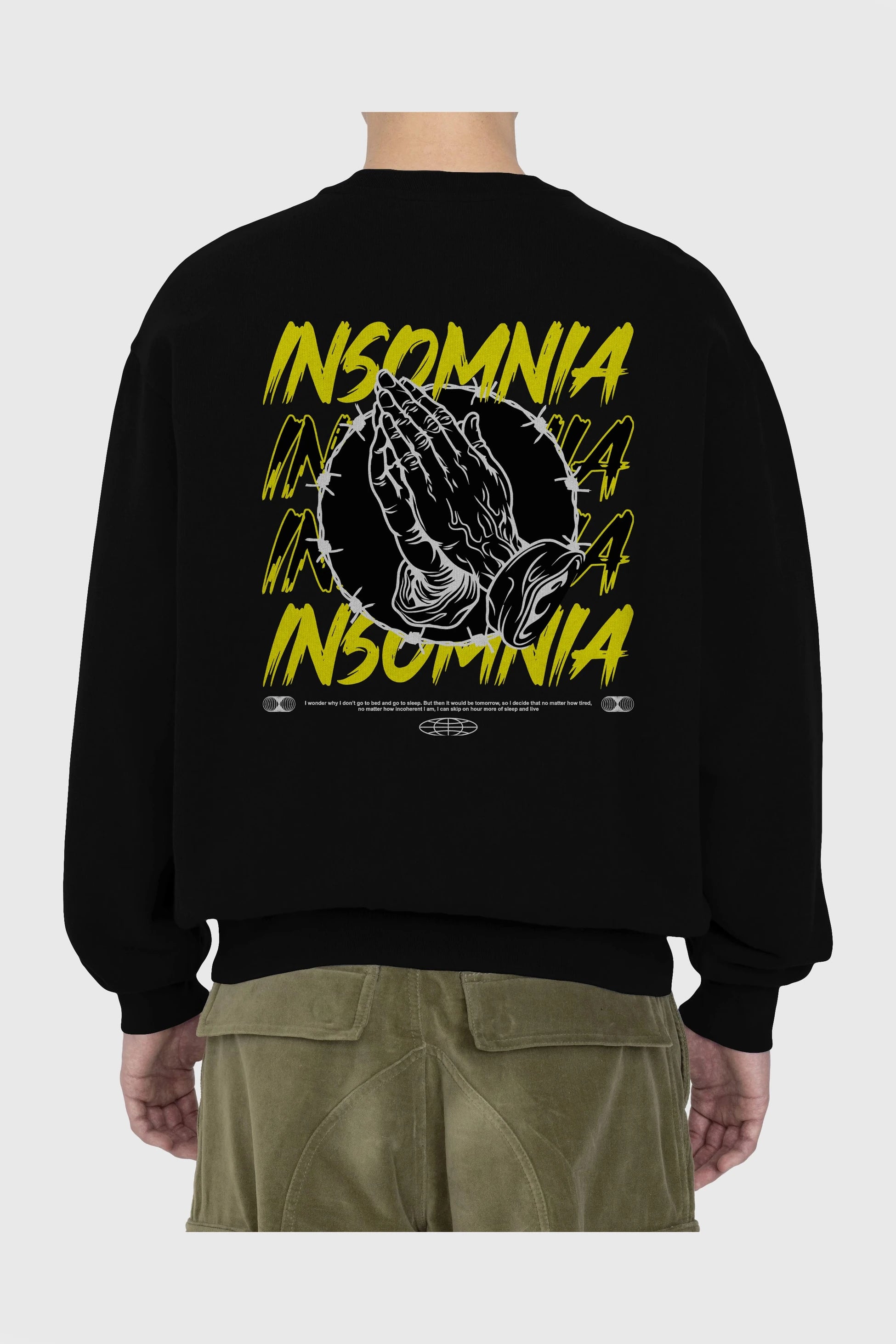 Insomnia Streetwear Arka Baskılı Oversize Sweatshirt Erkek Kadın Unisex
