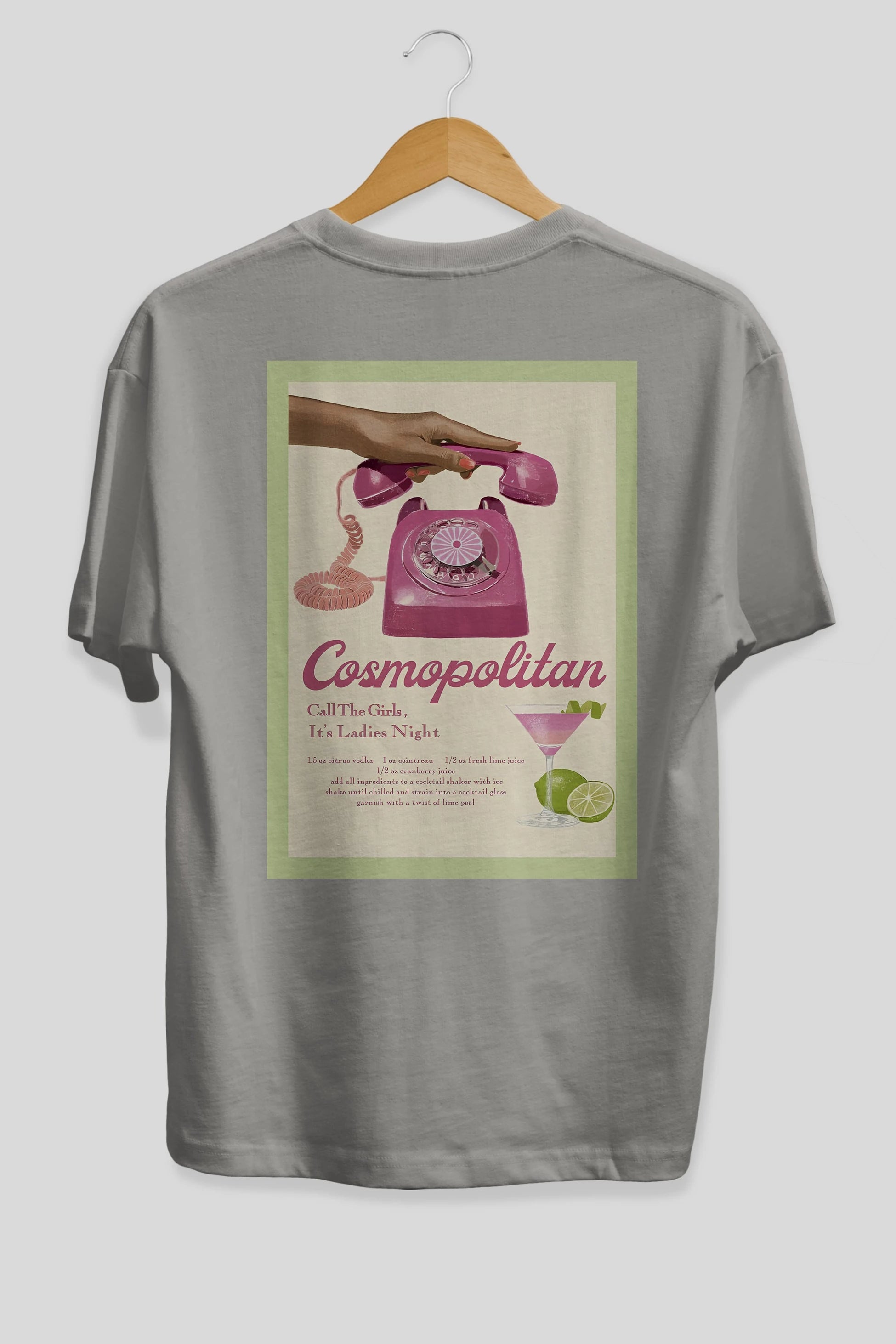Cosmopolitan 5 Arka Baskılı Oversize t-shirt Erkek Kadın Unisex %100 Pamuk Bisiklet Yaka tişort