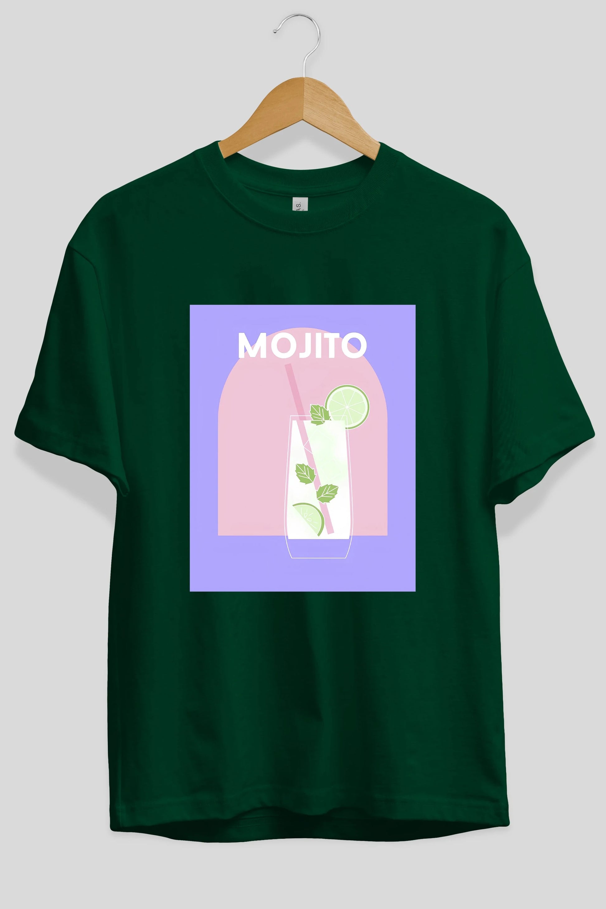 Mojito 2 Ön Baskılı Oversize t-shirt Erkek Kadın Unisex %100 Pamuk Bisiklet Yaka tişort
