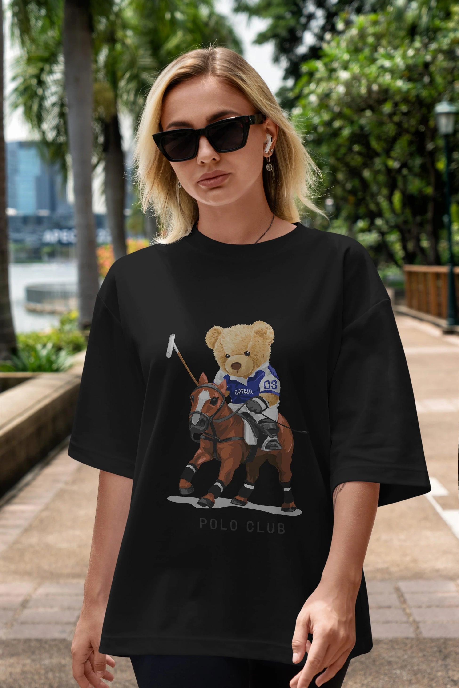 Teddy Bear Polo Club Ön Baskılı Oversize t-shirt Erkek Kadın Unisex %100 Pamuk