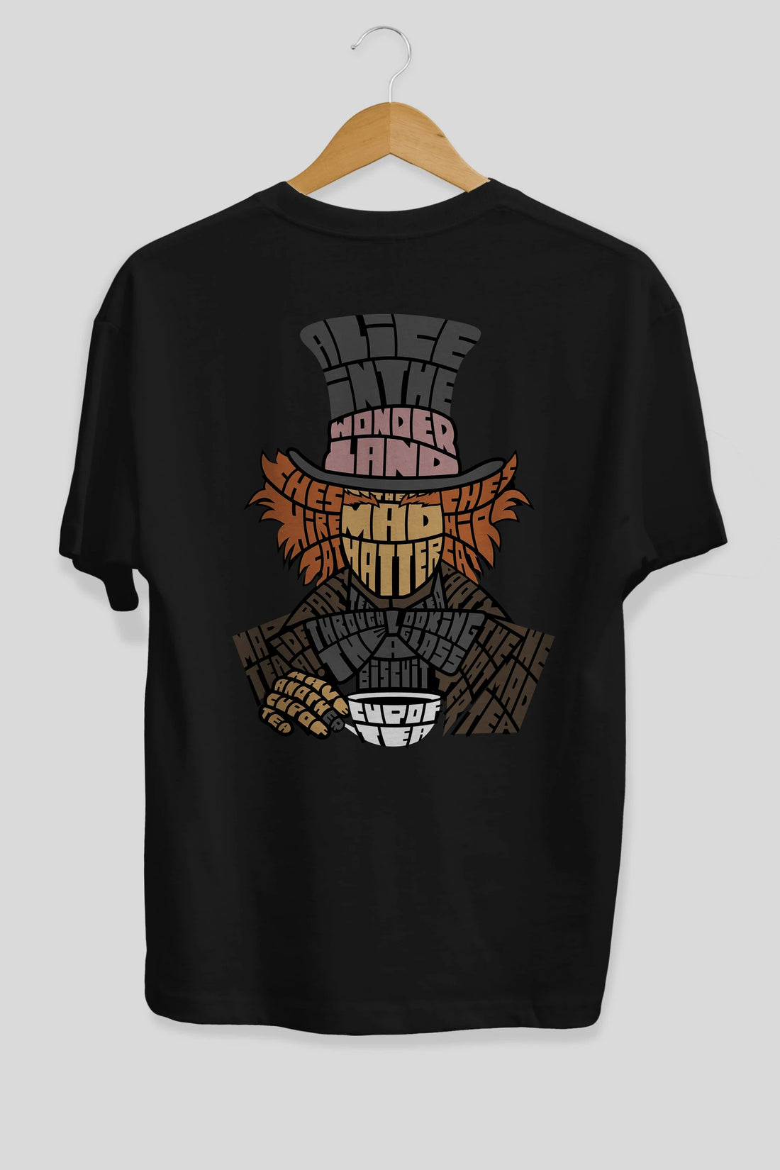 Madhatter Arka Baskılı Oversize t-shirt %100 pamuk Erkek Kadın Unisex