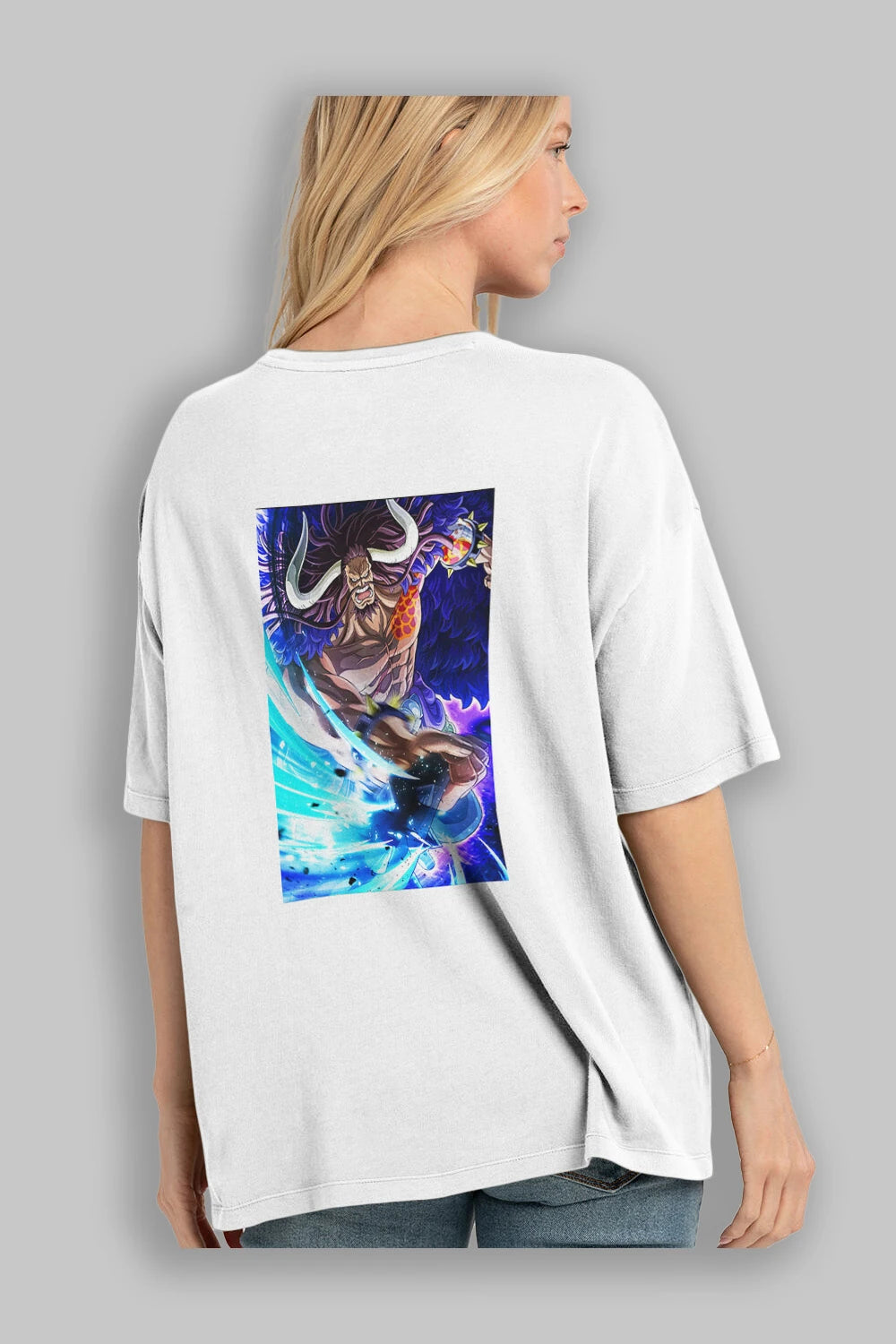 Kaido 2 Anime Arka Baskılı Oversize t-shirt Erkek Kadın Unisex %100 pamuk tişort