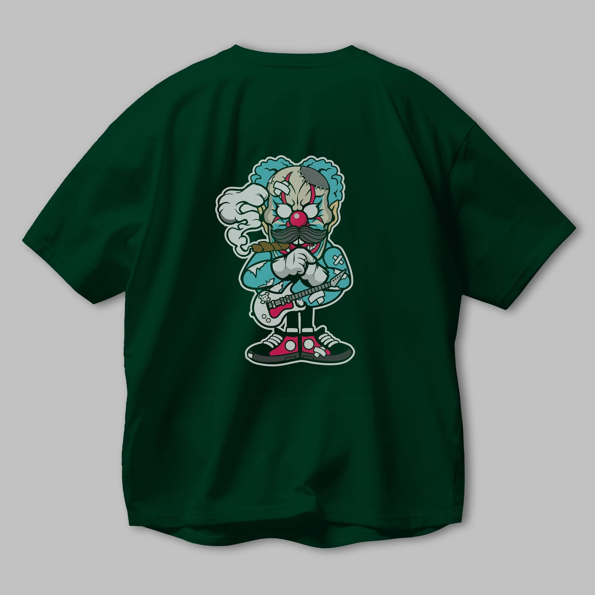 Clown Monster Arka Baskılı Oversize t-shirt Erkek Kadın Unisex %100 Pamuk tişort