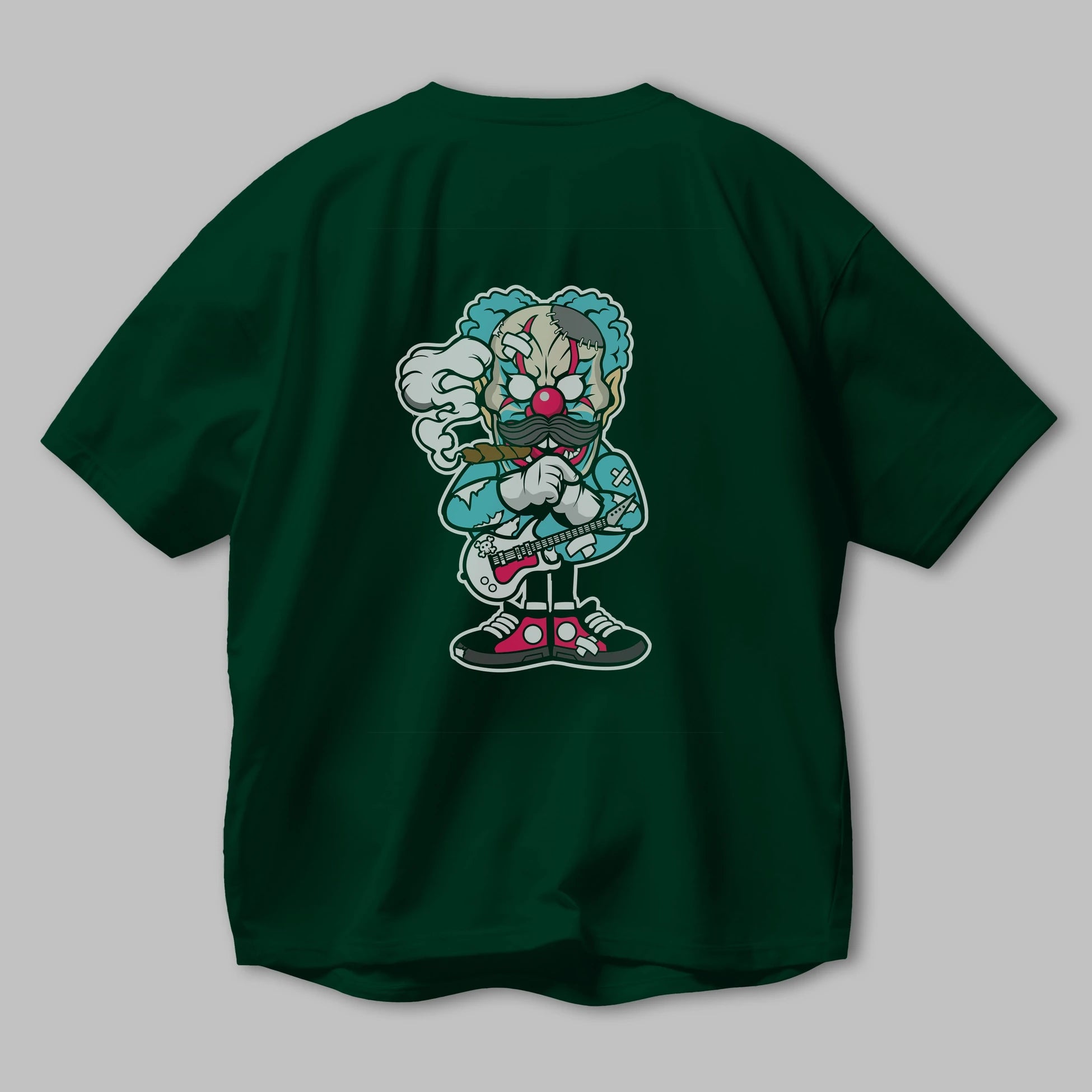 Clown Monster Arka Baskılı Oversize t-shirt Erkek Kadın Unisex %100 Pamuk tişort
