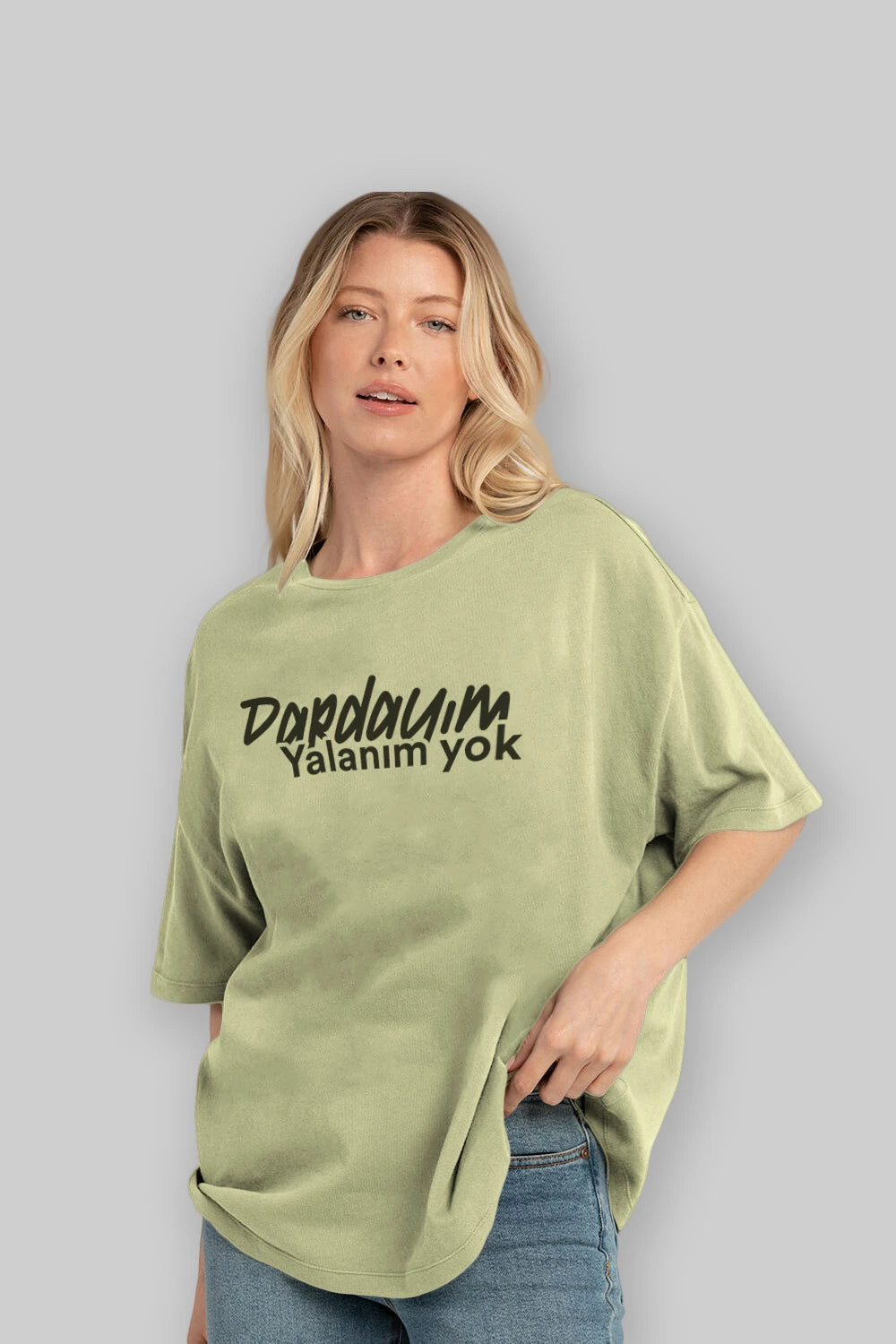 Dardayım Yalanım Yok Ön Baskılı Oversize t-shirt %100 pamuk Erkek Kadın Unisex