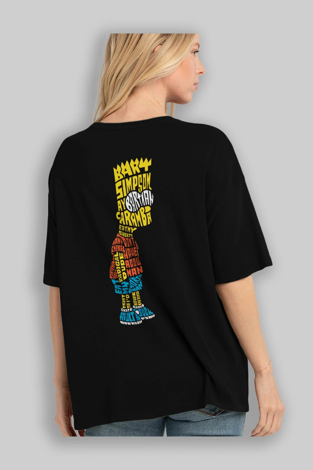 Bart Simpson Arka Baskılı Oversize t-shirt %100 pamuk Erkek Kadın Unisex