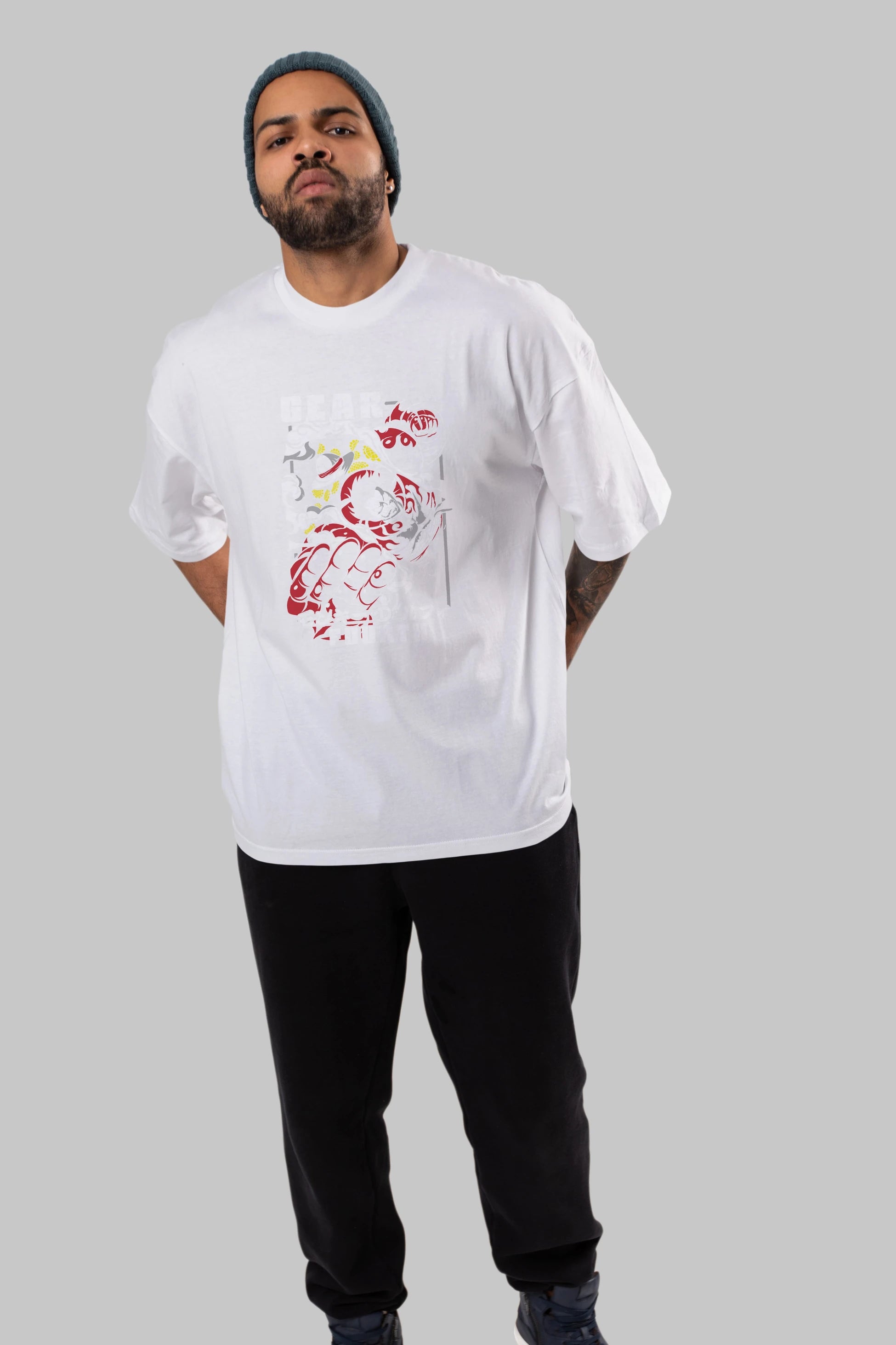 Luffy GEAR 4 Anime Ön Baskılı Oversize t-shirt Erkek Kadın Unisex