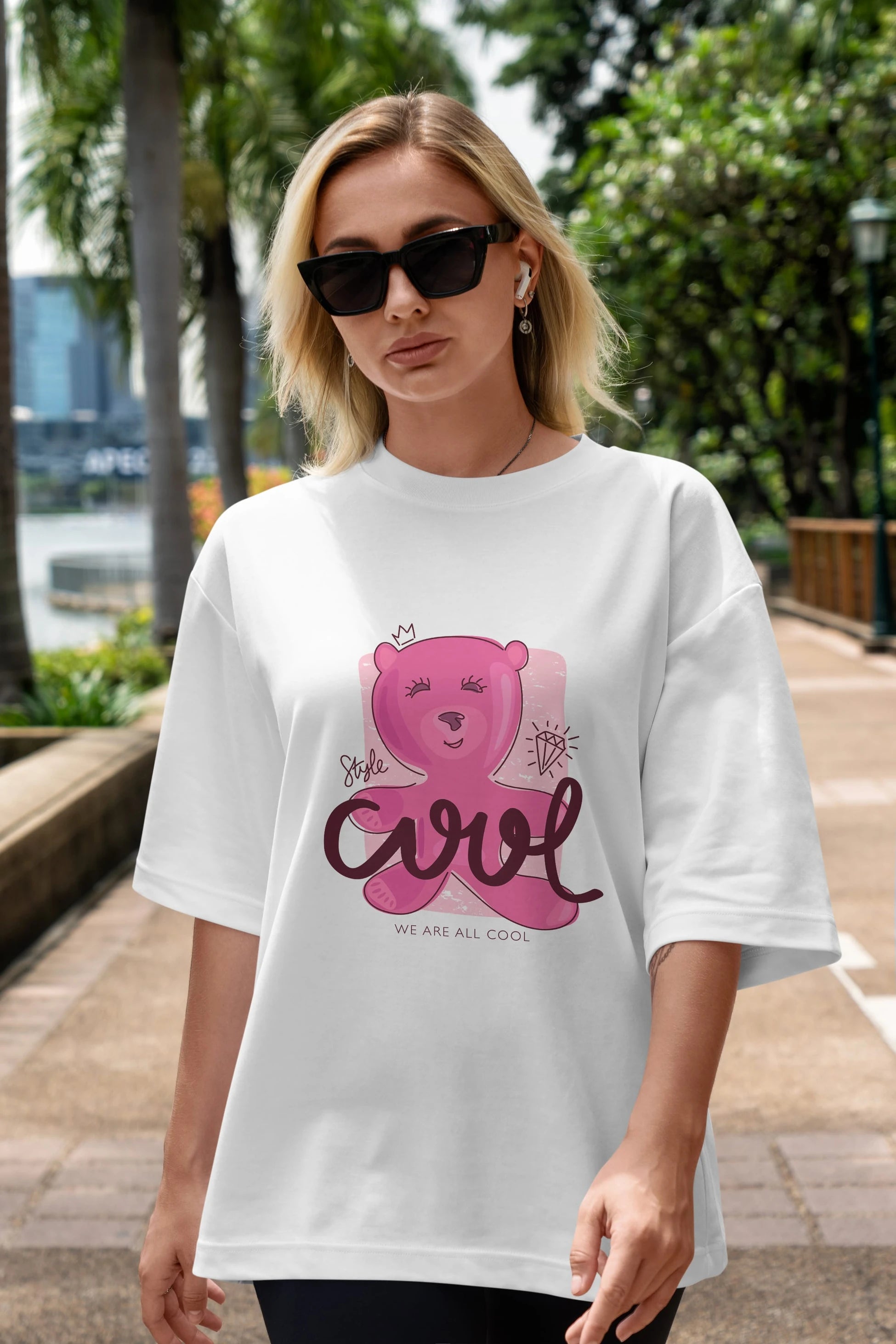 Cool Style Bear Ön Baskılı Oversize t-shirt Erkek Kadın Unisex