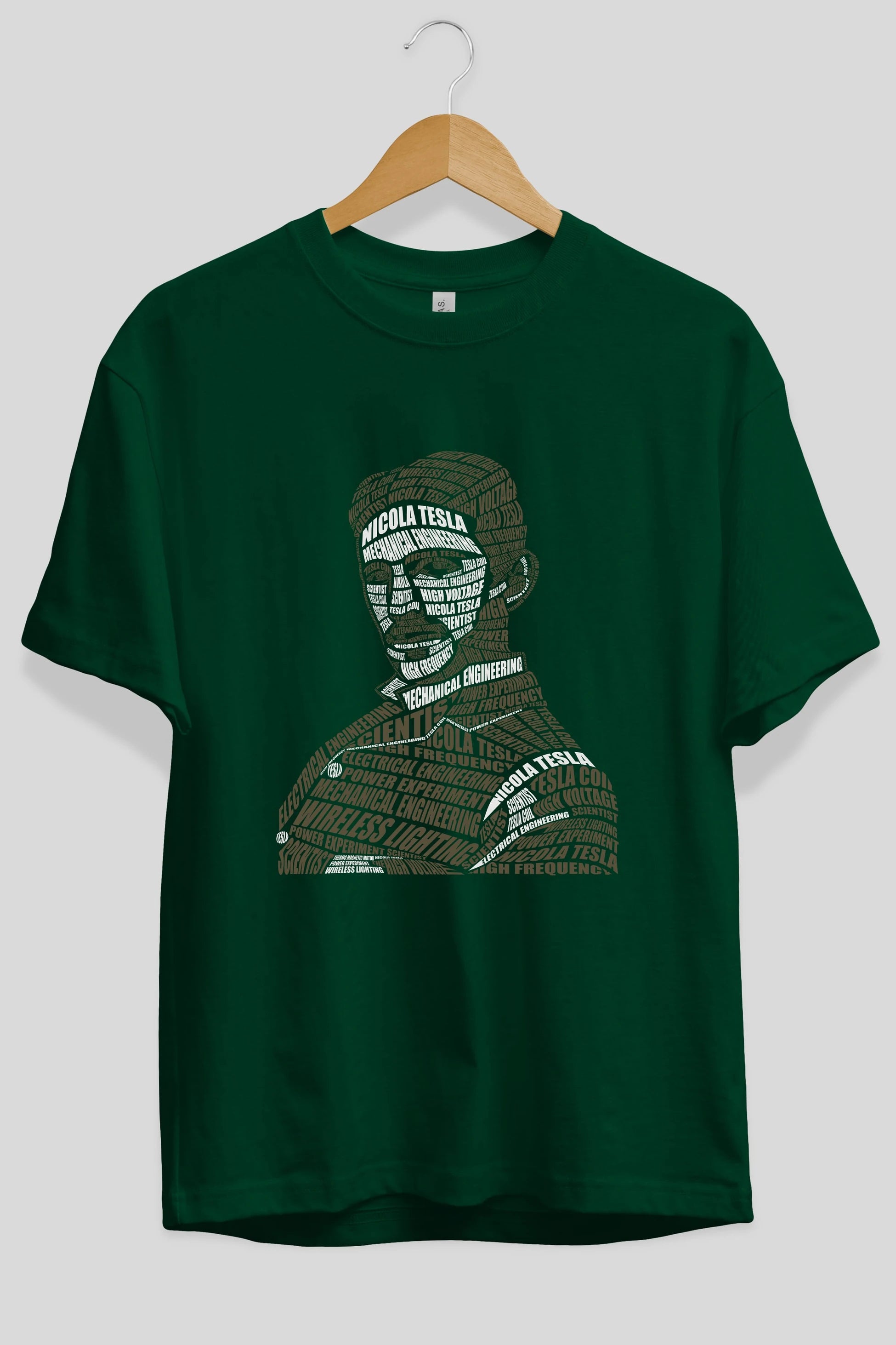 Nikola Tesla Calligram Ön Baskılı Oversize t-shirt %100 pamuk Erkek Kadın Unisex