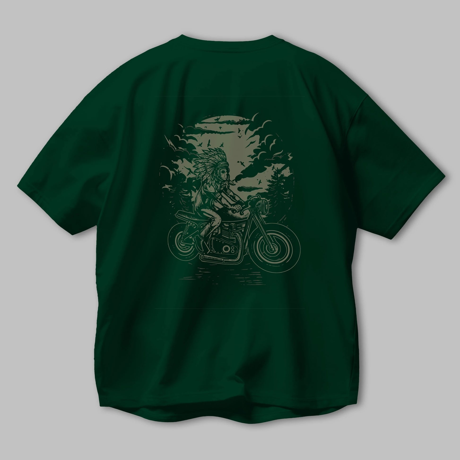 Indian Chief Rider Arka Baskılı Oversize t-shirt Erkek Kadın Unisex %100 Pamuk