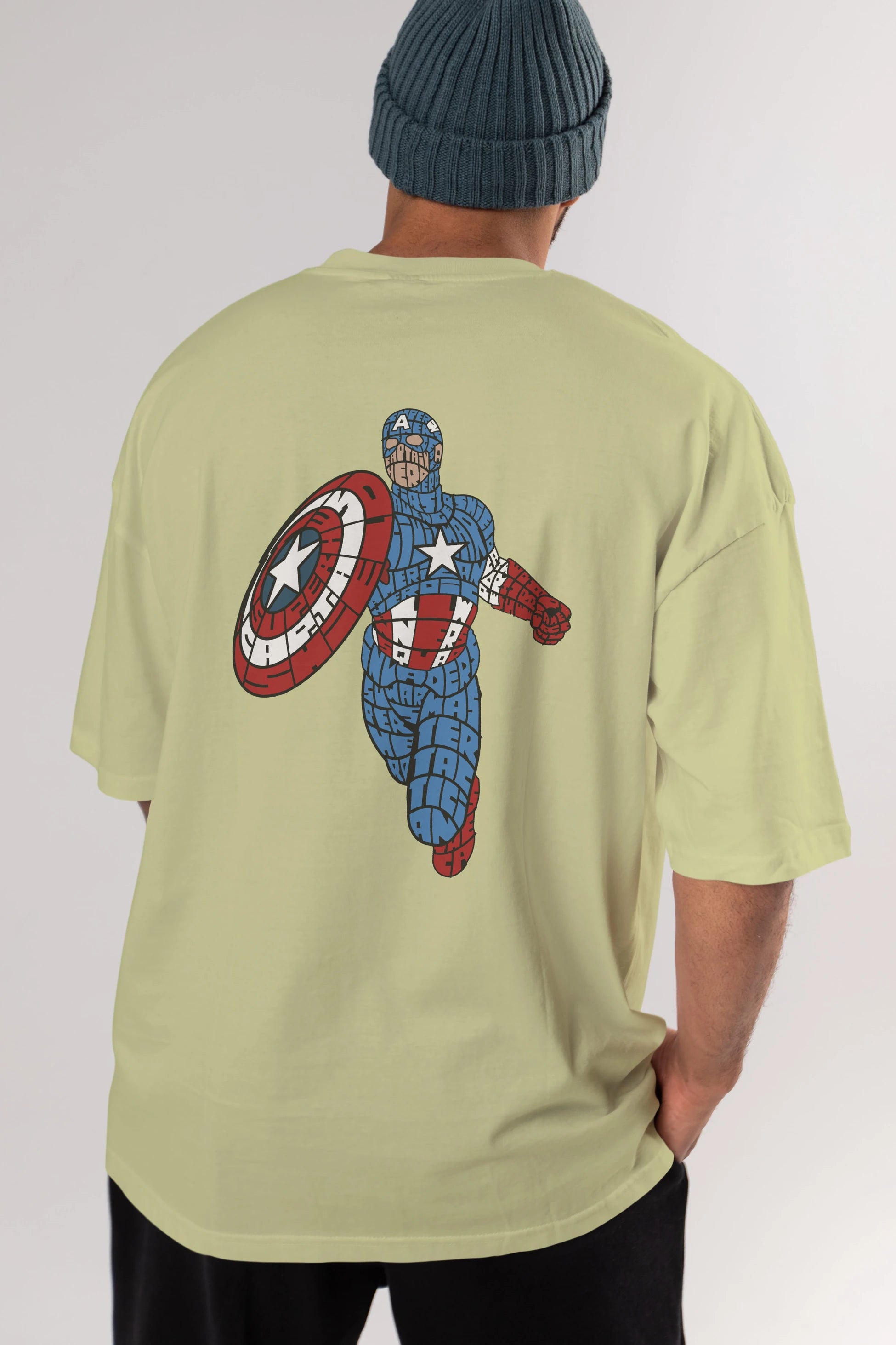 Star and Stripes Hero Arka Baskılı Oversize t-shirt %100 pamuk Erkek Kadın Unisex