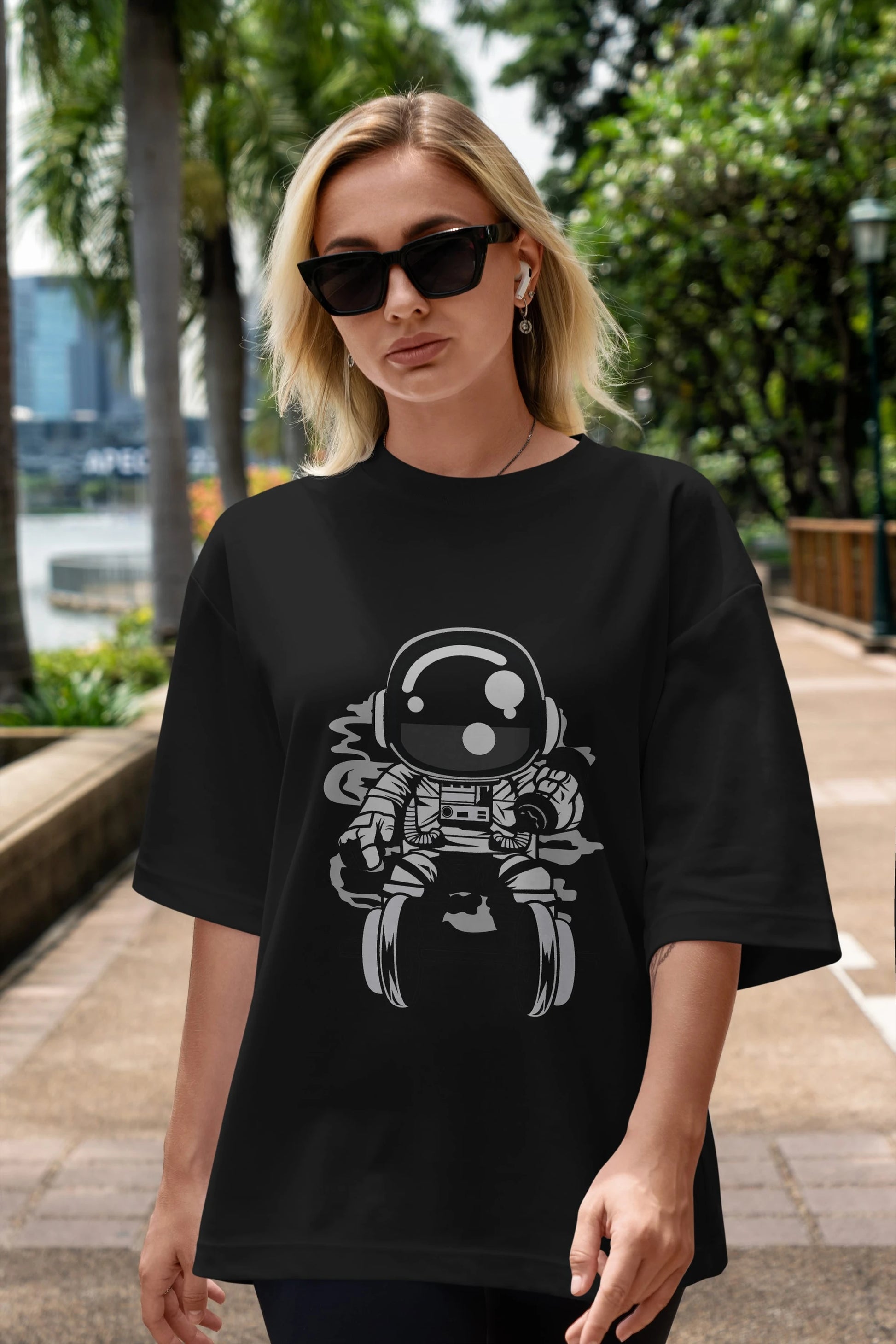 Astronaut Gym Ön Baskılı Oversize t-shirt Erkek Kadın Unisex