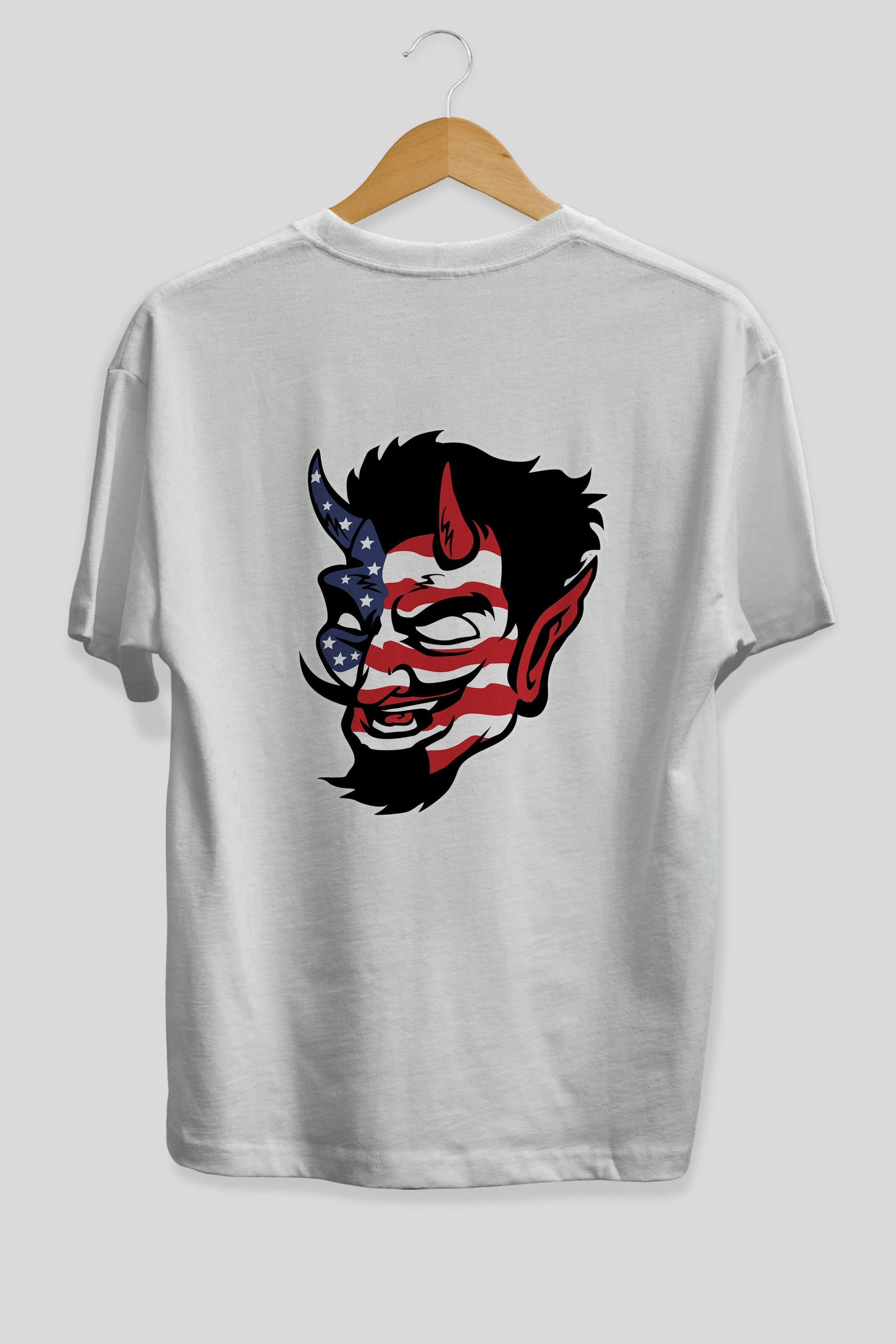 American Devil Arka Baskılı Oversize t-shirt Erkek Kadın Unisex %100 Pamuk tişort