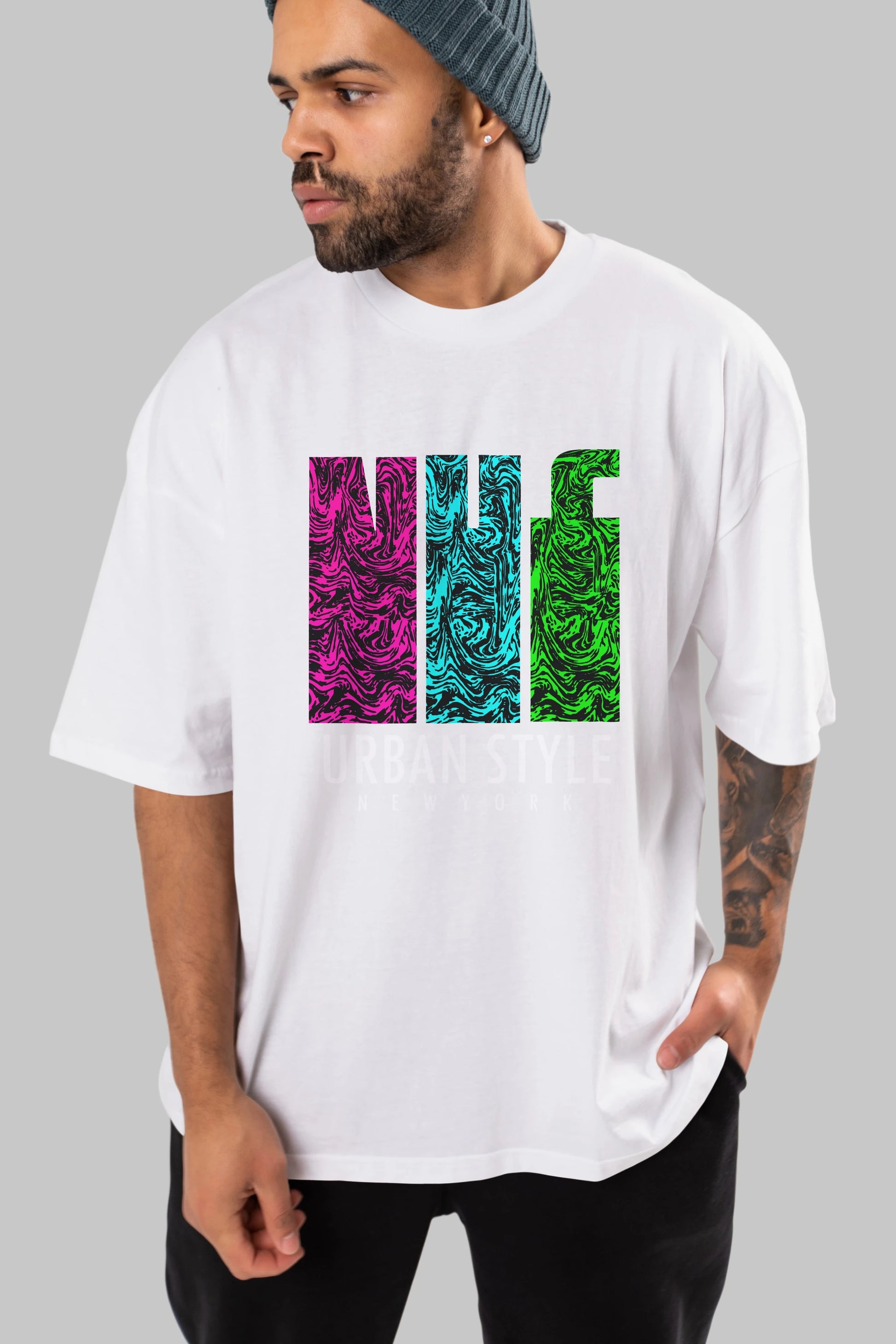 Urban Style Newyork Ön Baskılı Oversize t-shirt Erkek Kadın Unisex