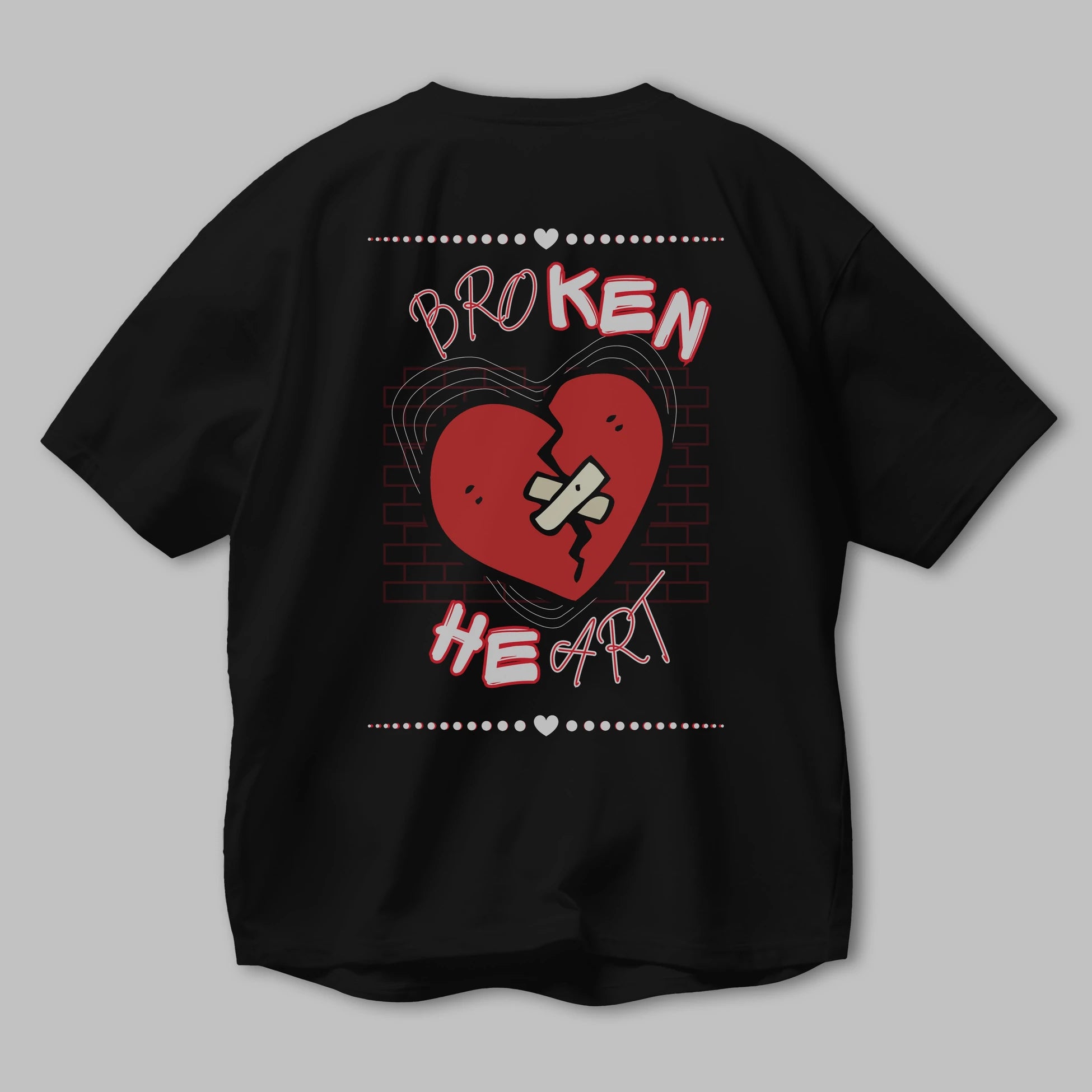 Broken Heart Yazılı Arka Baskılı Oversize t-shirt Erkek Kadın Unisex
