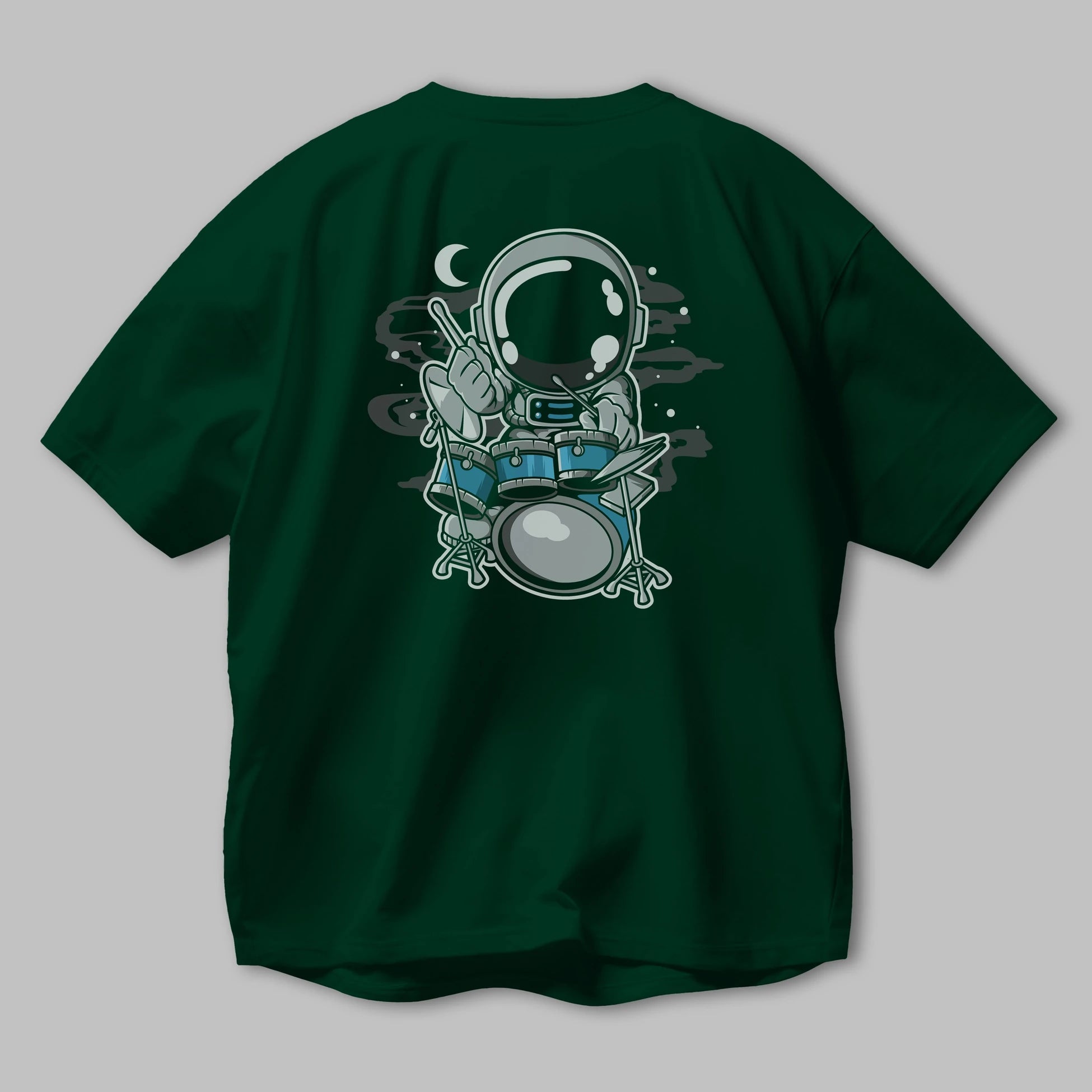 Astronaut Drummer Arka Baskılı Oversize t-shirt Erkek Kadın Unisex