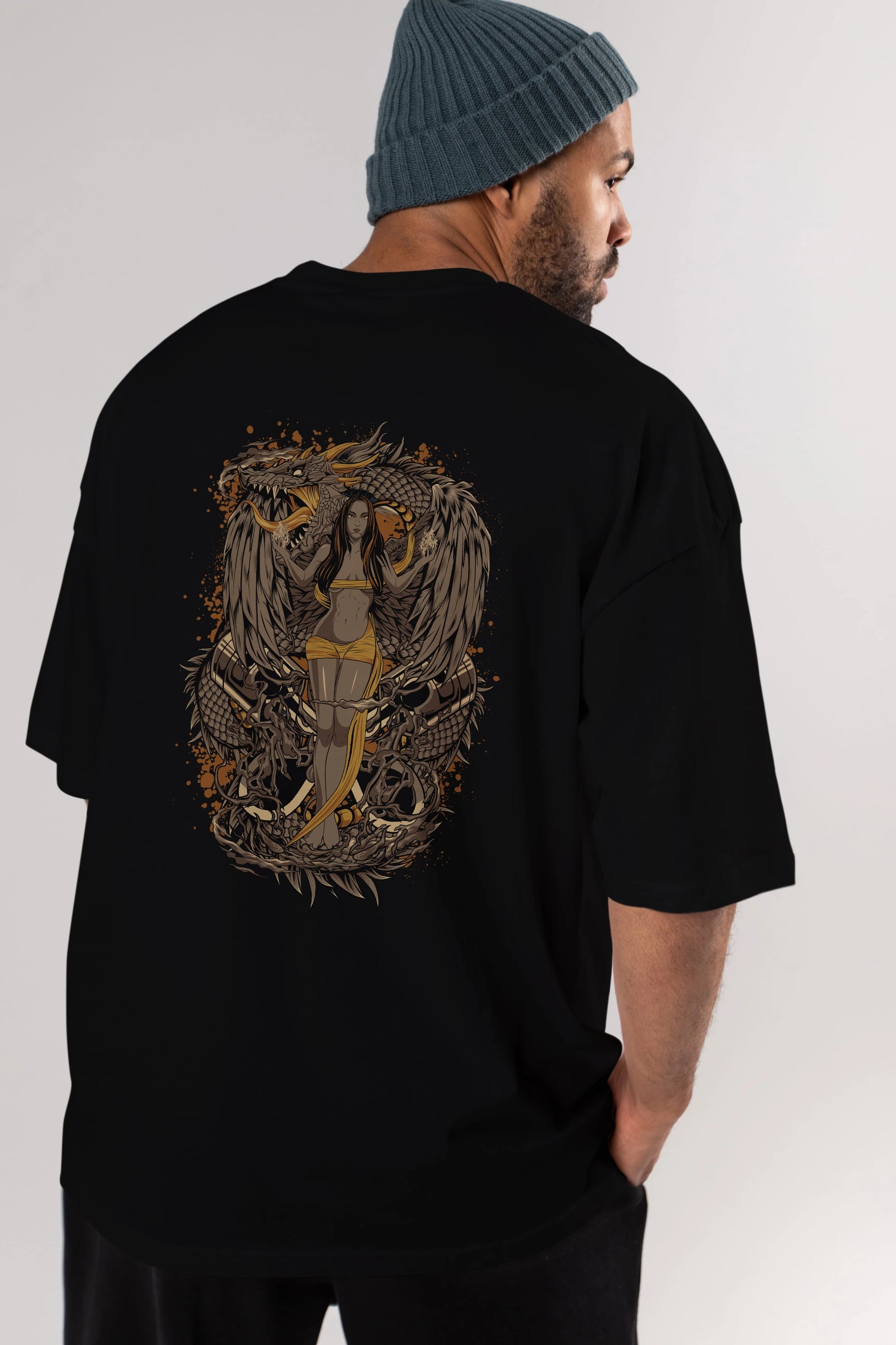 TRIBAL (3) Anime Arka Baskılı Oversize t-shirt Erkek Kadın Unisex