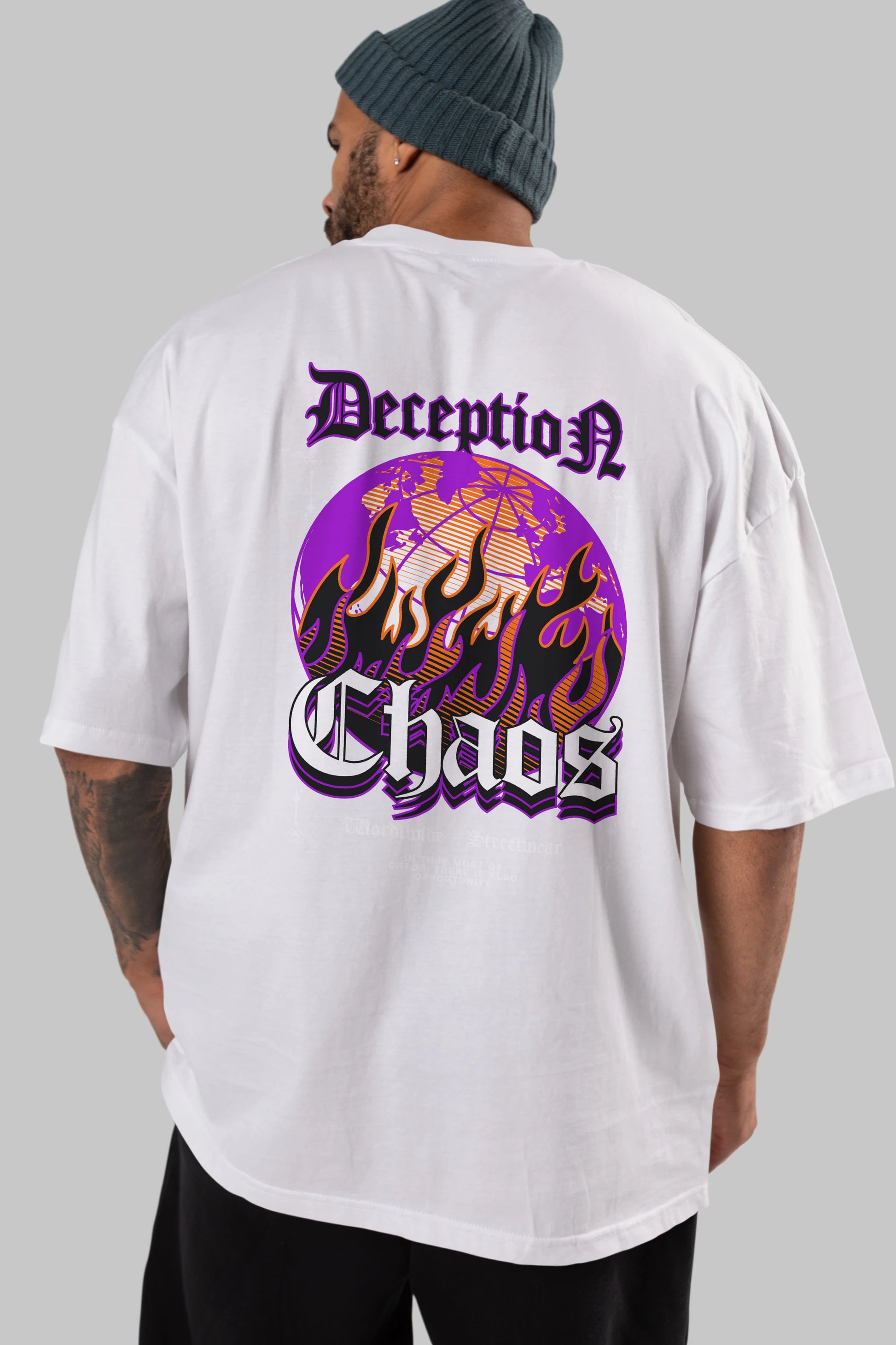 Deception Chaos Arka Baskılı Oversize t-shirt Erkek Kadın Unisex