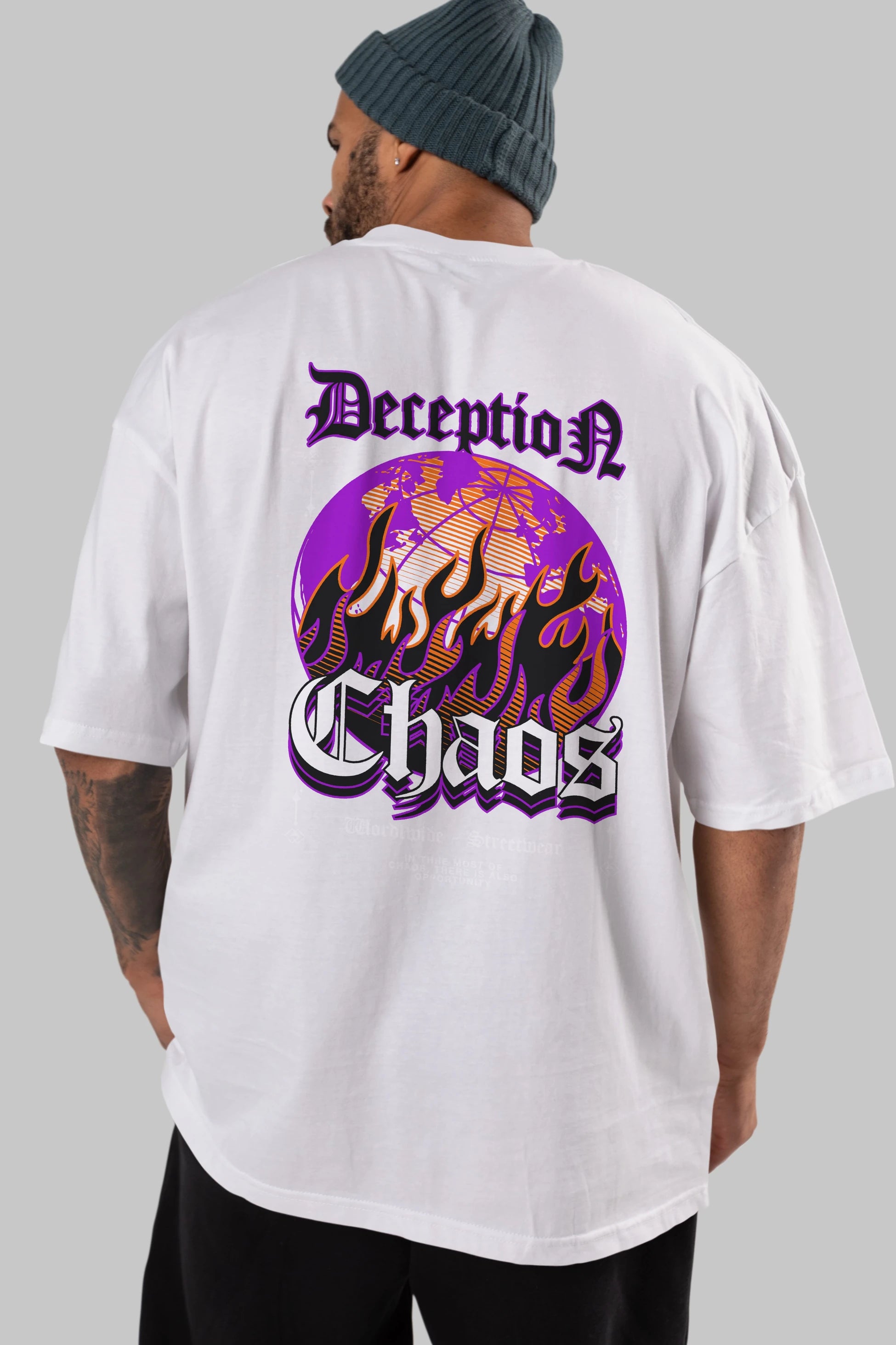 Deception Chaos Arka Baskılı Oversize t-shirt Erkek Kadın Unisex